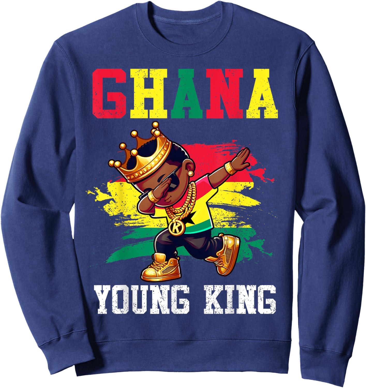 Ghana Young King Ghanaian Boy African Proud Ghanaian Flag Sweatshirt - Sweatshirt | Navy