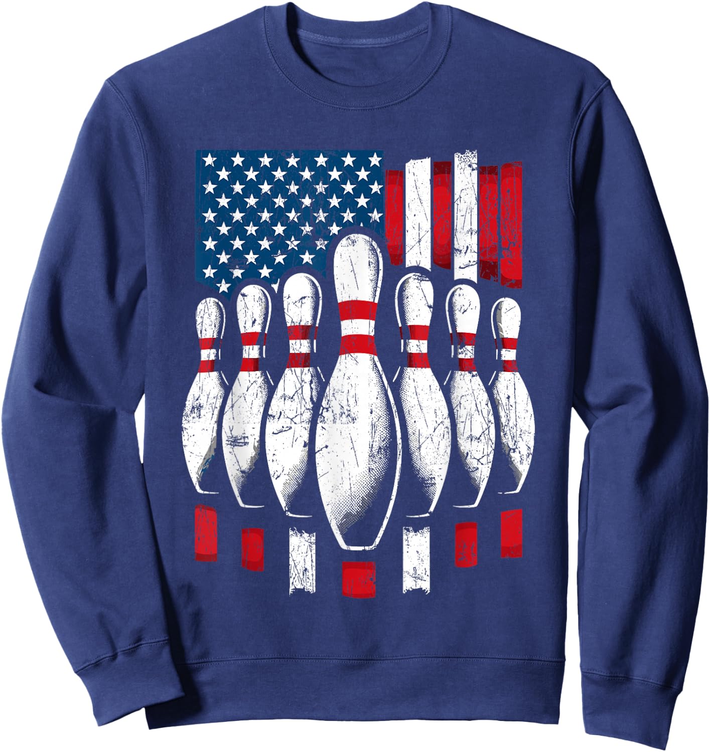 American Flag Patriotic Bowling Sweatshirt - Sweatshirt | Navy