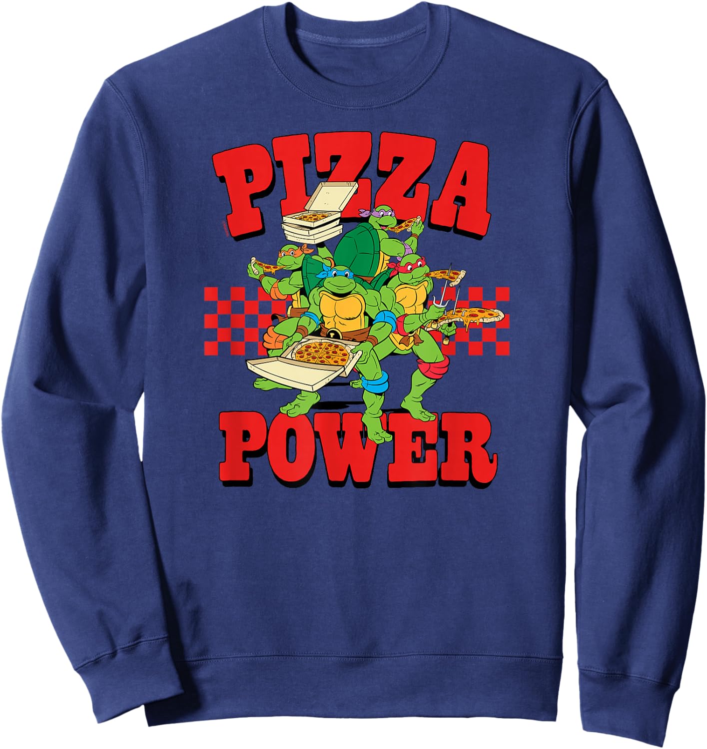 Teenage Mutant Ninja Turtles - Pizza Power Checkered Sweatshirt - Sweatshirt | Navy