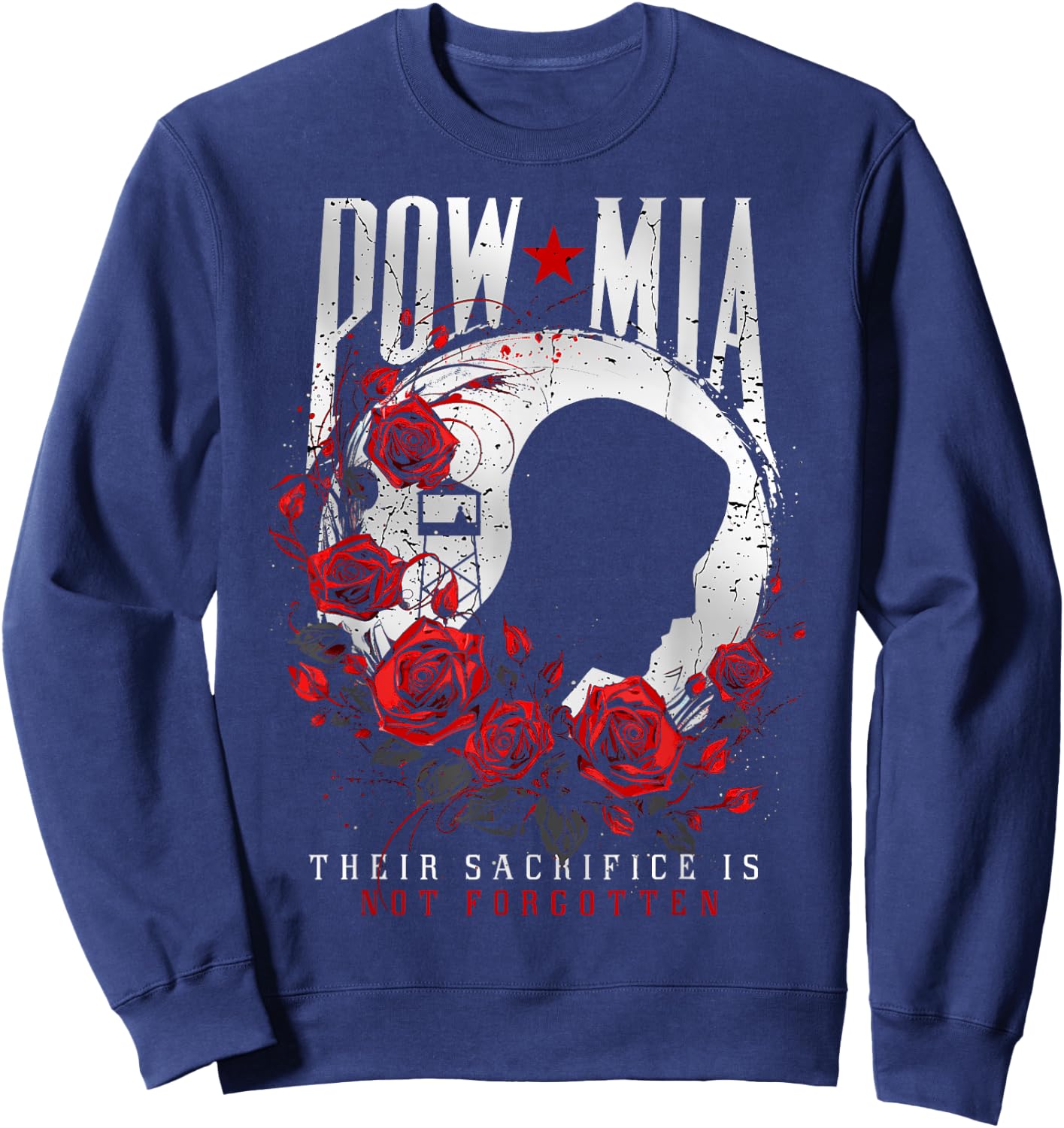 POW/MIA Red Rose Sweatshirt - Sweatshirt | Navy