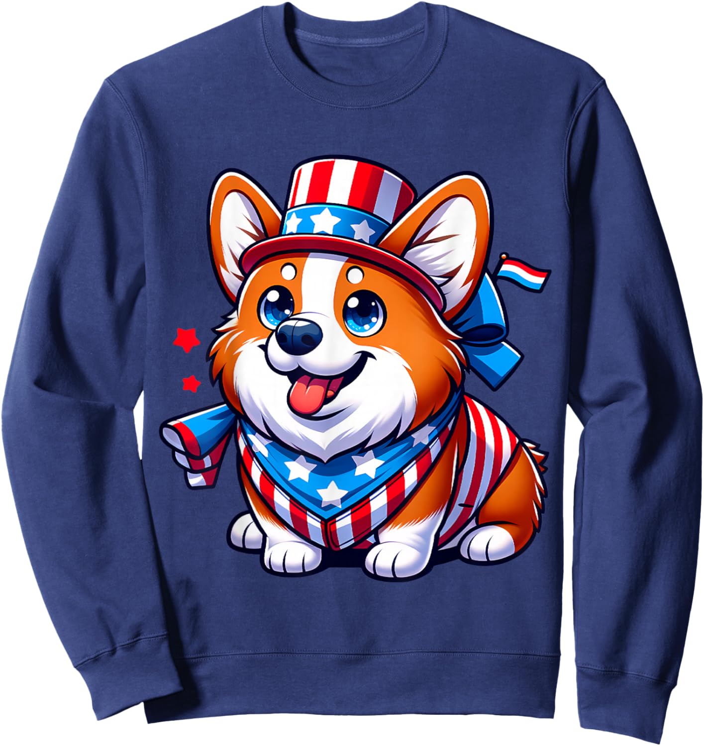 Corgi Happy 4th of July Independence Day Men Women Kids Sweatshirt - Sweatshirt | Navy