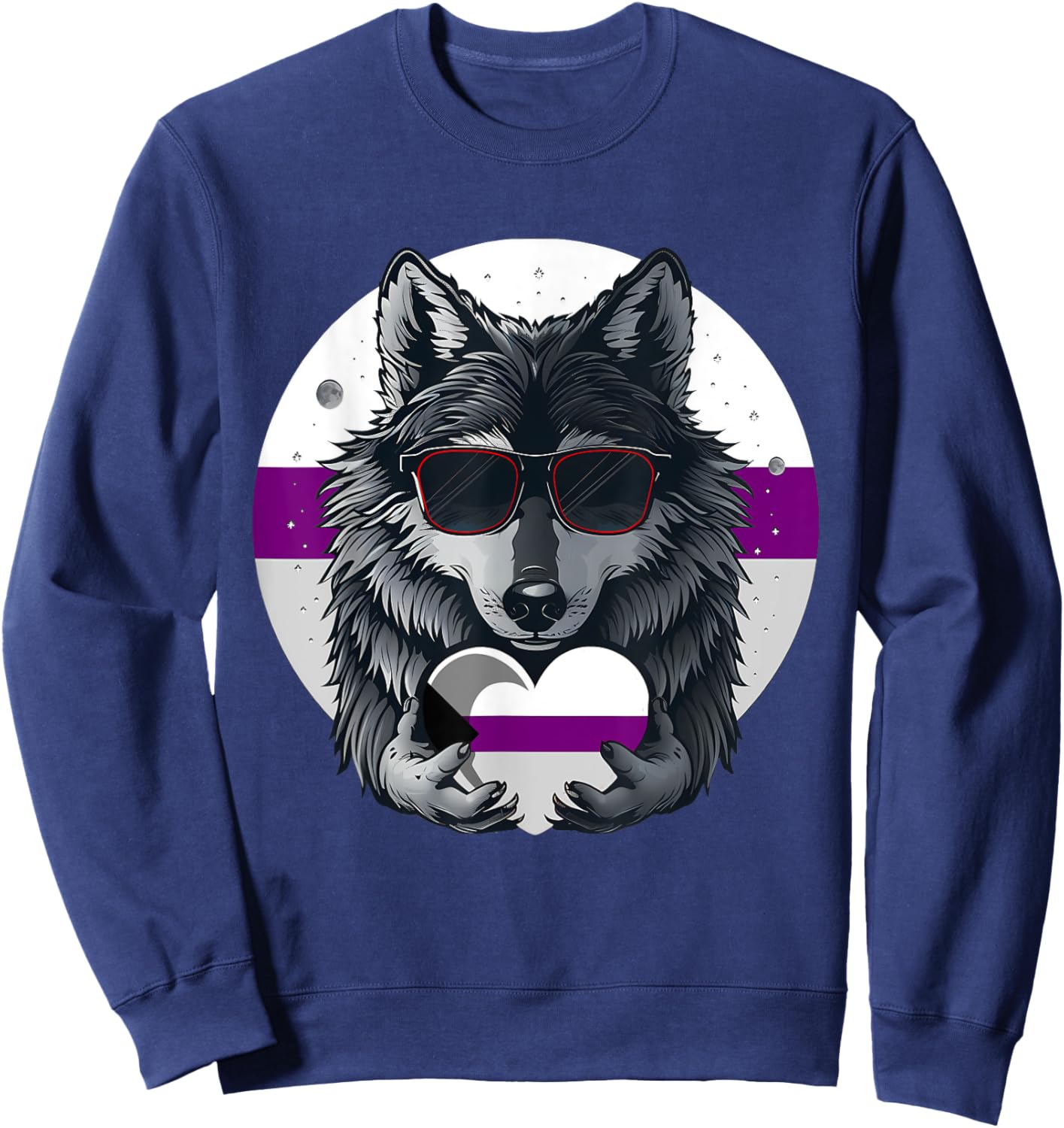 Demisexual Pride Flag Wolf Demisexuality Demisexual Flag Sweatshirt - Sweatshirt | Navy