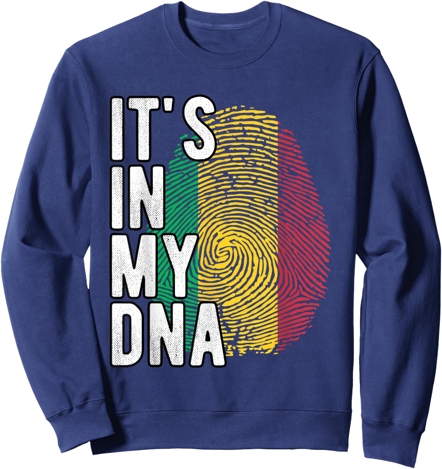 Funny it's in my DNA Mali flag Fingerprint Sweatshirt - Sweatshirt | Navy