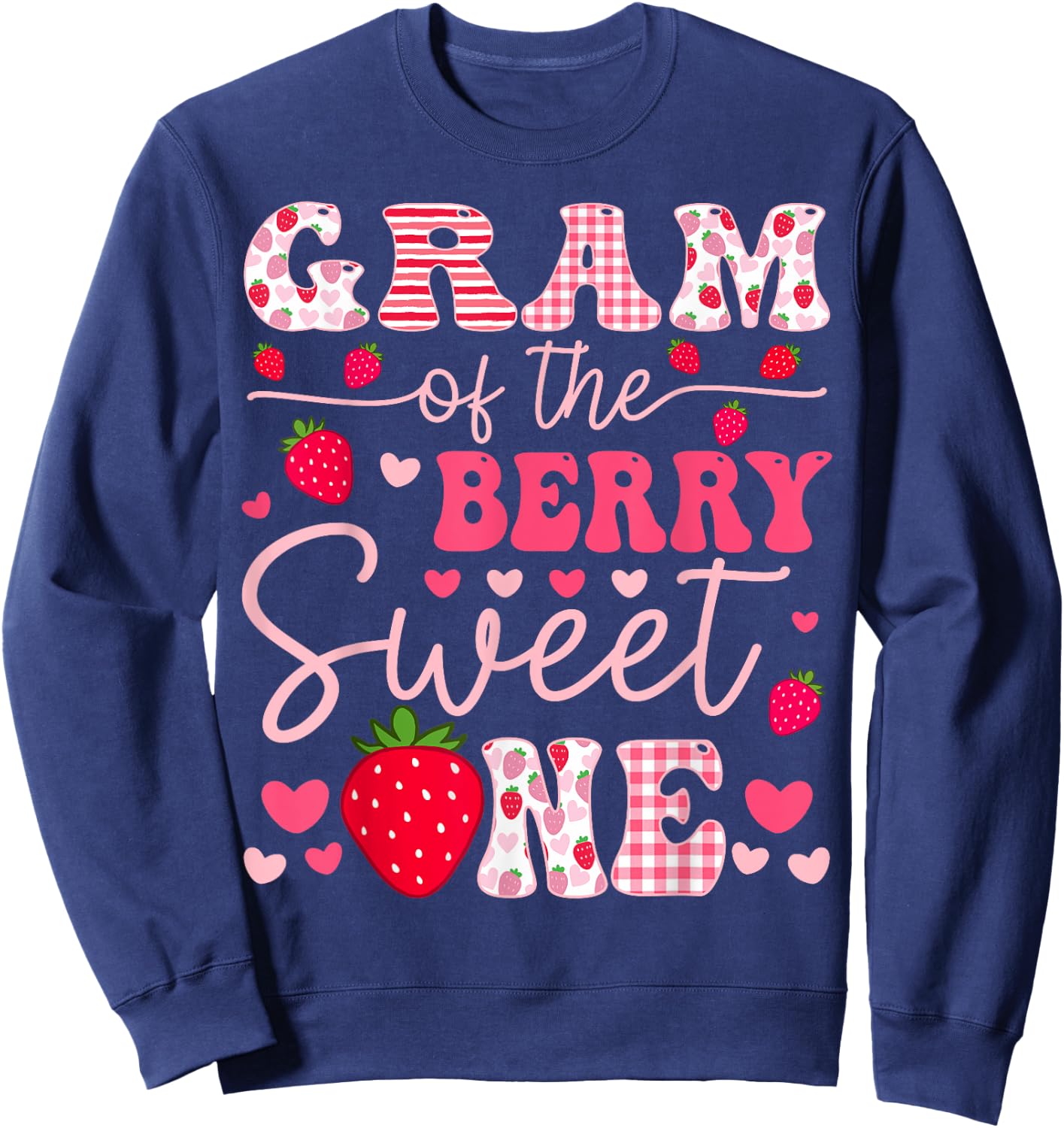 Gram Of The Berry Sweet One Strawberry Groovy Sweatshirt - Sweatshirt | Navy