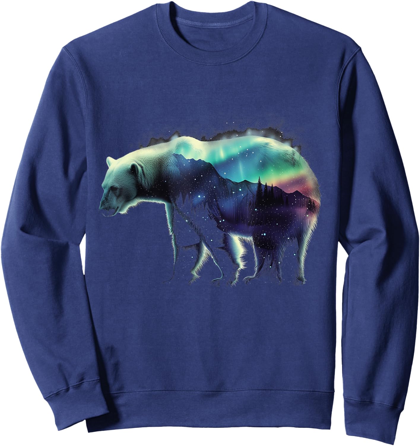 Polar Bear Northern Light Winter Arctic Nature Lover Sweatshirt - Sweatshirt | Navy