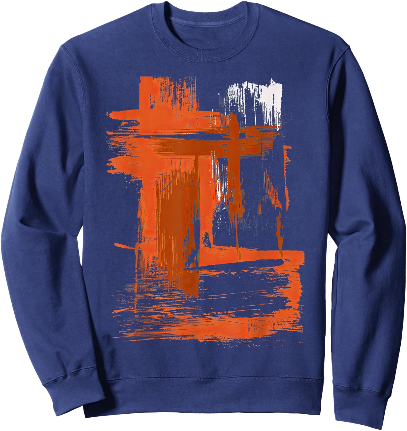 Orange And Black Brushstroke Art Sweatshirt - Sweatshirt | Navy