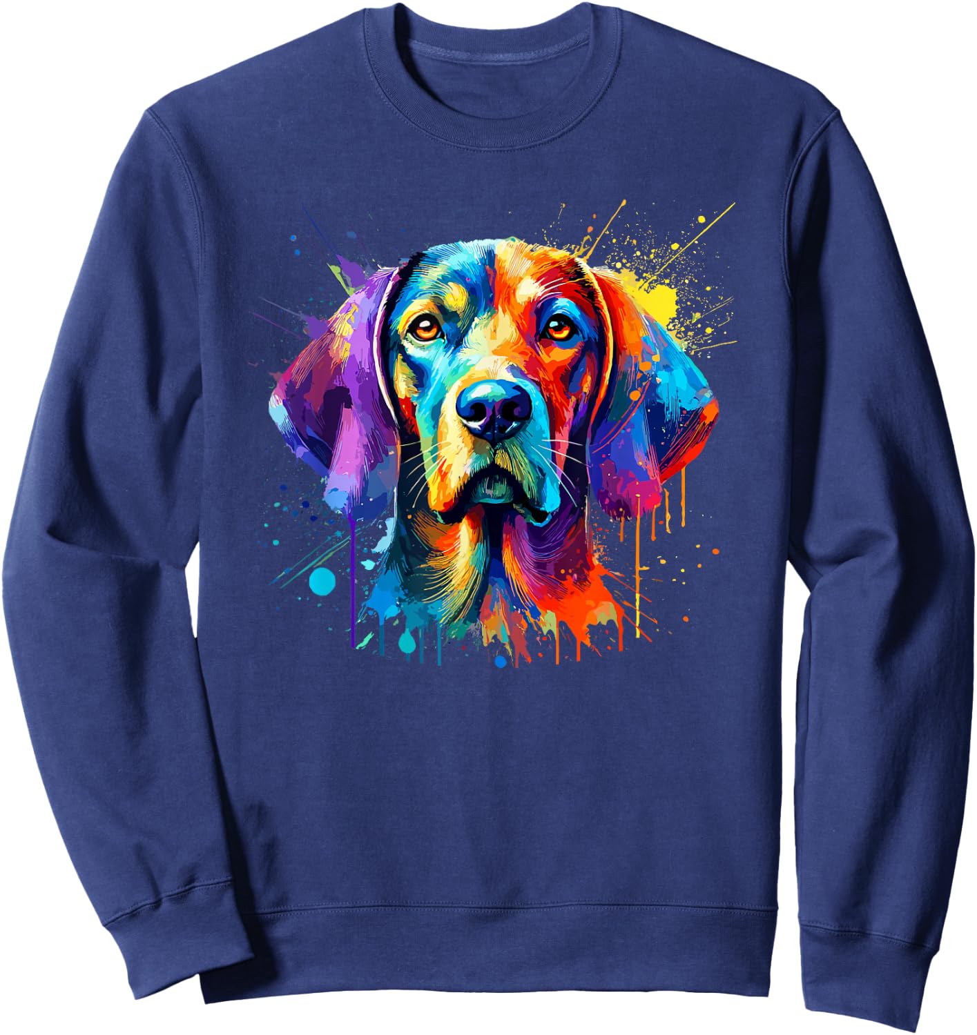 Colorful Splash Art Plott Hound Plott Dog Sweatshirt - Sweatshirt | Navy