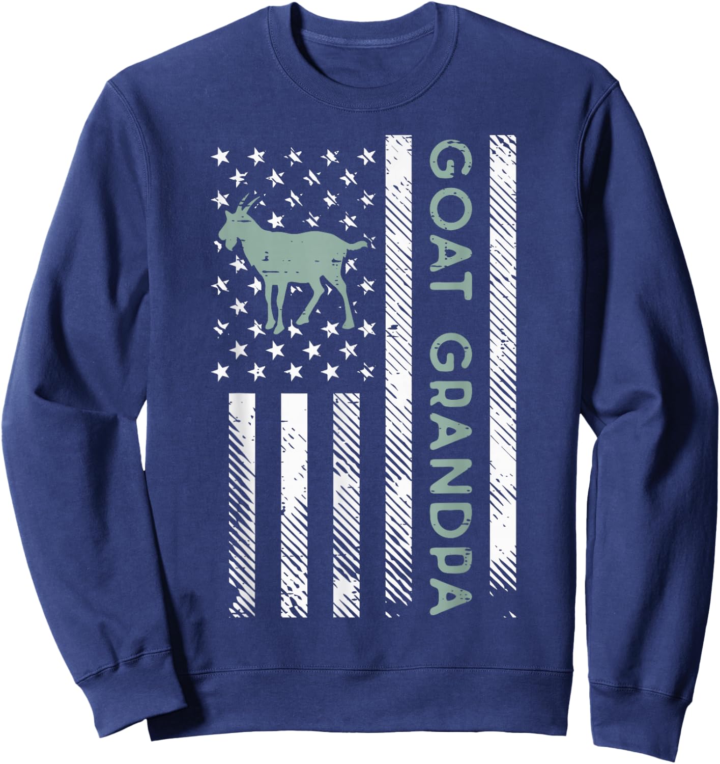 Goat Grandpa US Flag Vintage Patriotic Farm Farmer Papa Men Sweatshirt - Sweatshirt | Navy