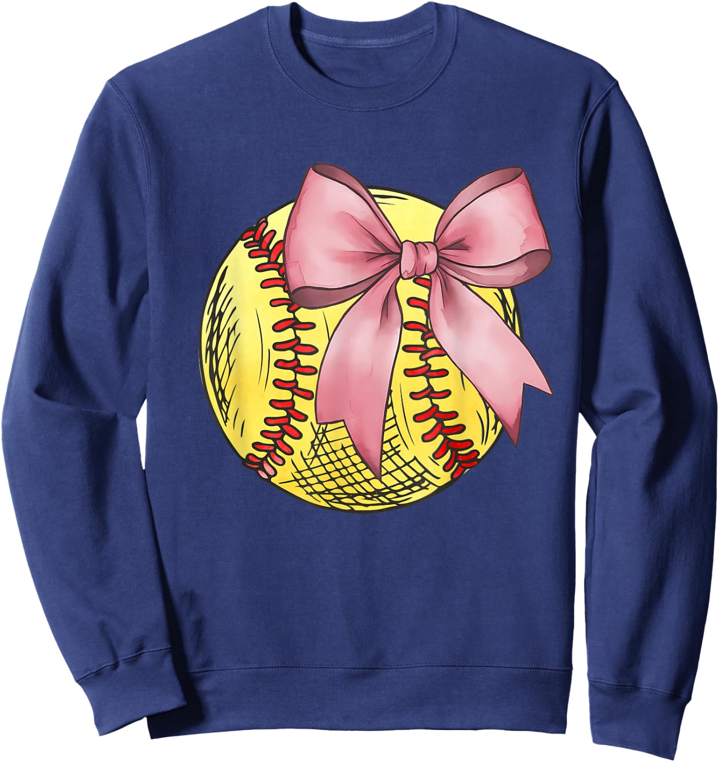 Vintage Softball Coquette Bow Cute Softball Mom Girls Kids Sweatshirt - Sweatshirt | Navy