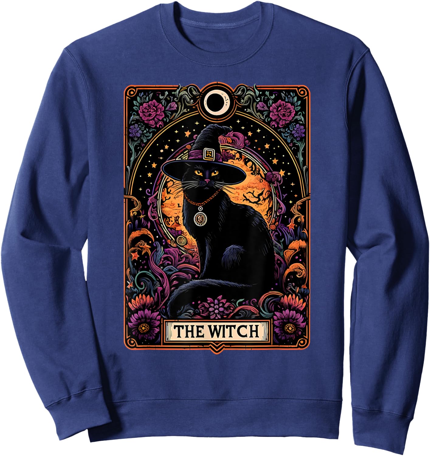 The Witch Cat Tarot Card Halloween Vintage Gothic Women Kids Sweatshirt - Sweatshirt | Navy