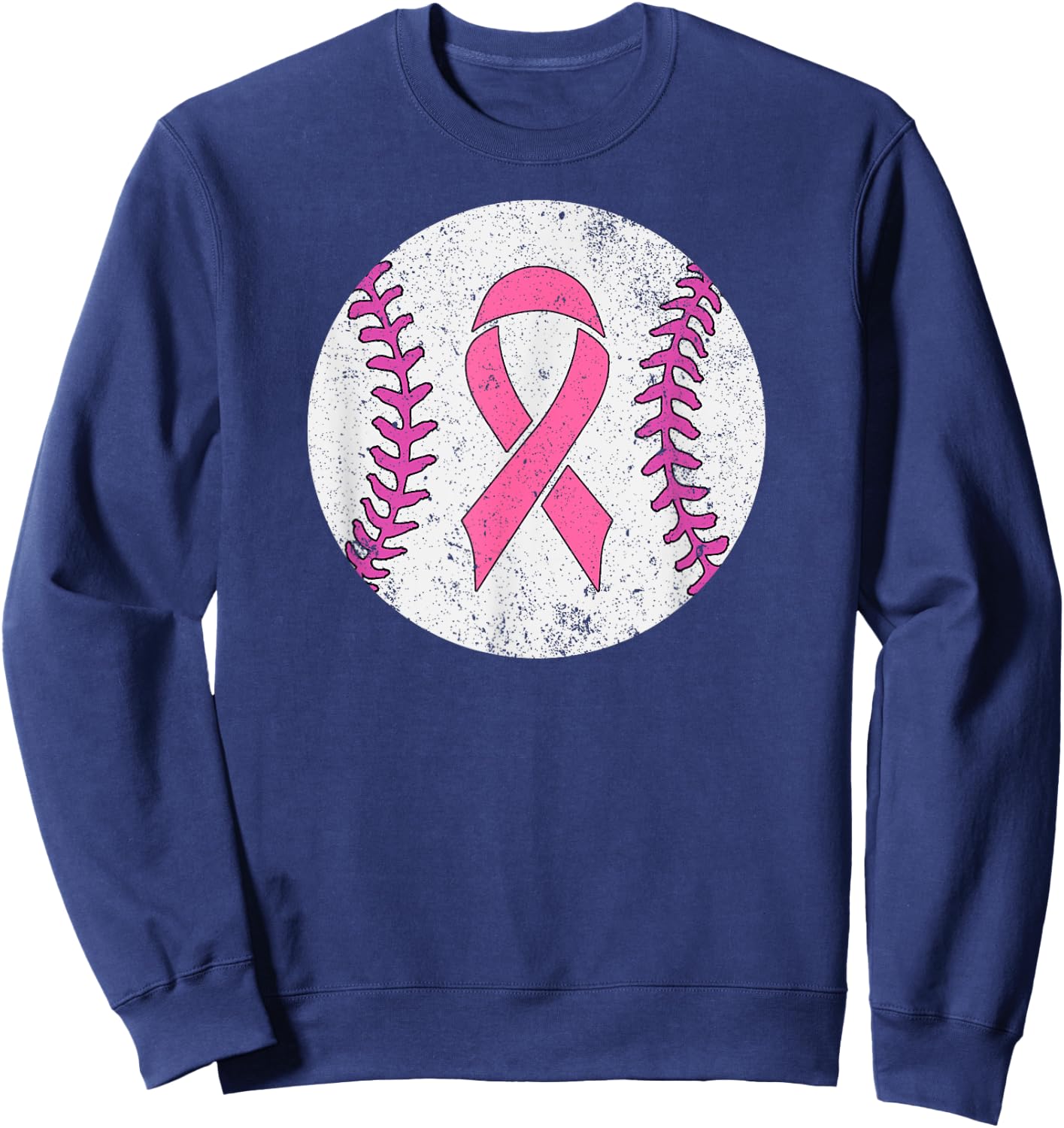 Baseball Player Pink Ribbon Breast Cancer Awareness Costume Sweatshirt - Sweatshirt | Navy