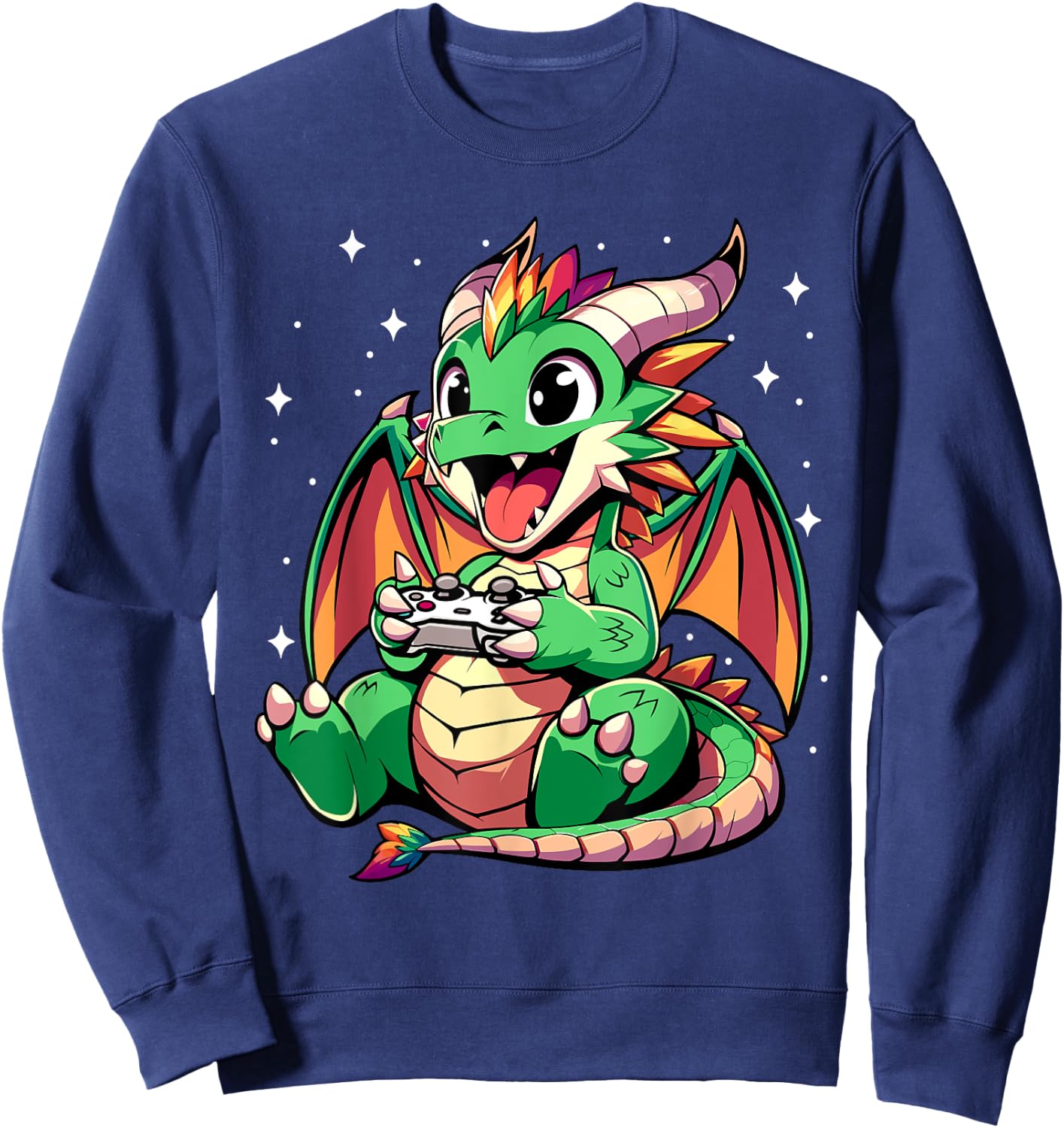 Cute Dragon Playing Video Games - Funny Gamer Boys Kids Sweatshirt - Sweatshirt | Navy