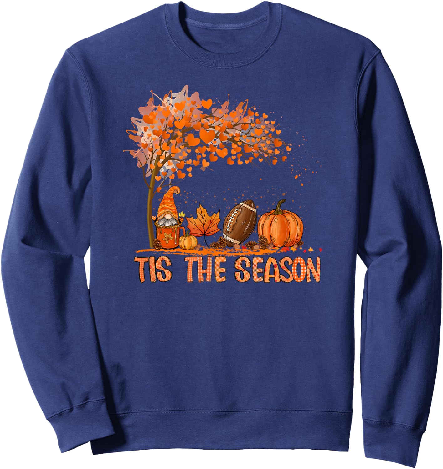 Tis The Season Football Autumn Fall Pumpkin Season Football Sweatshirt - Sweatshirt | Navy