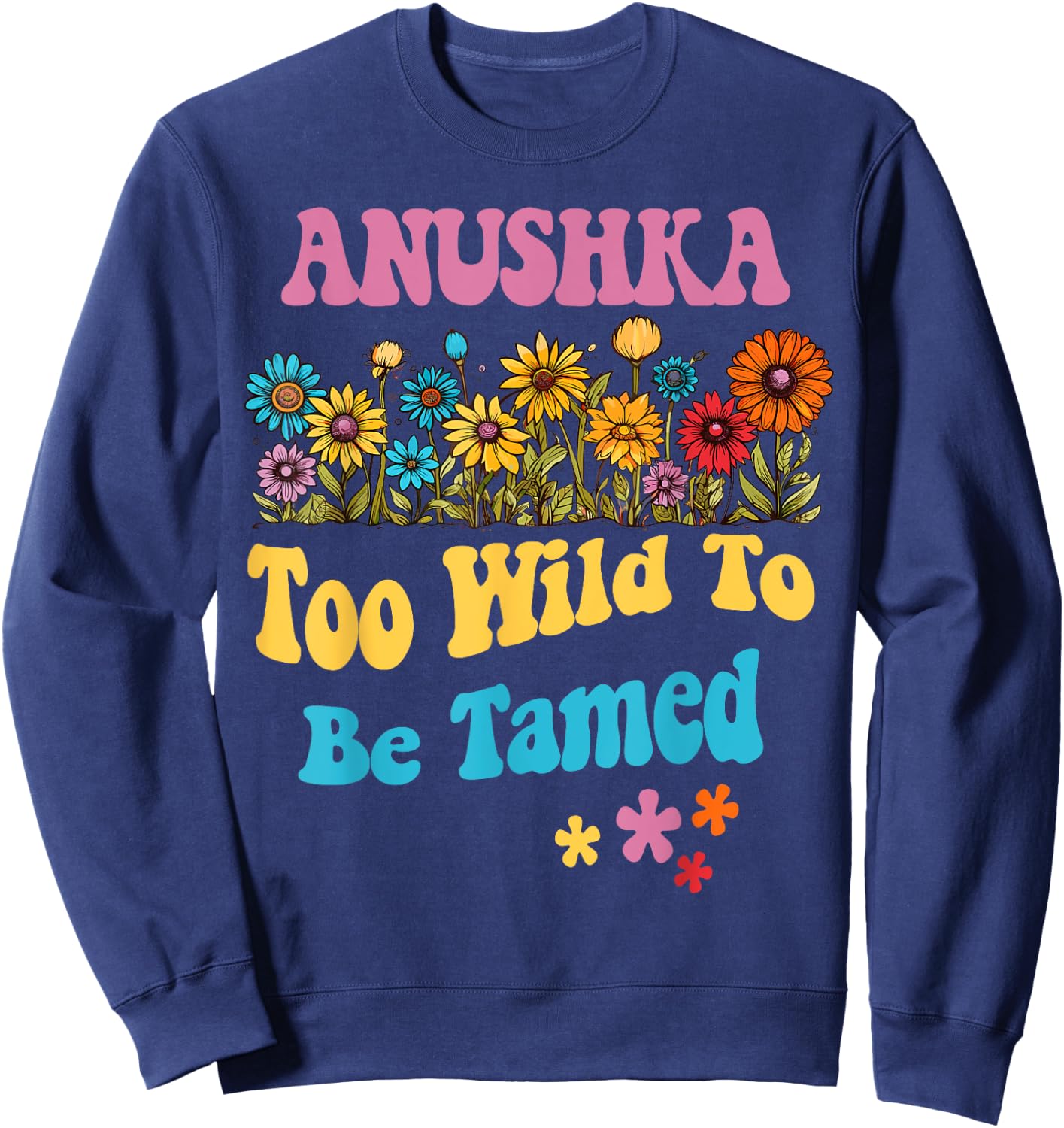 ANUSHKA Name Cute Retro Girls Wildflower ANUSHKA Name Sweatshirt - Sweatshirt | Navy