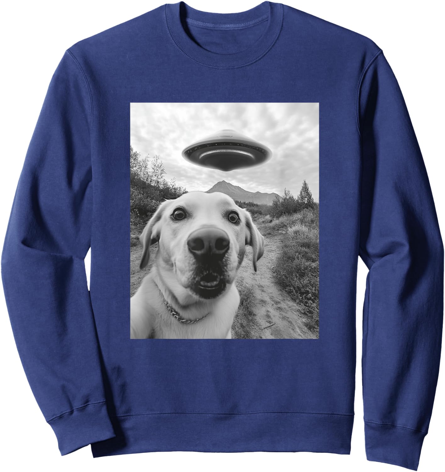 Funny Labrador Selfie with UFO Sweatshirt - Sweatshirt | Navy