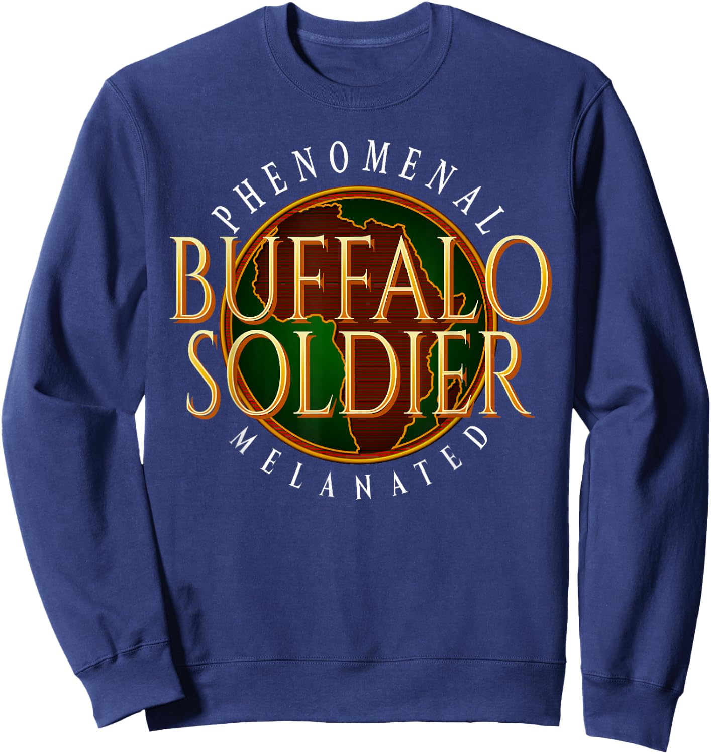 Buffalo Soldier Phenomenal Melanated Legacy Art Sweatshirt - Sweatshirt | Navy