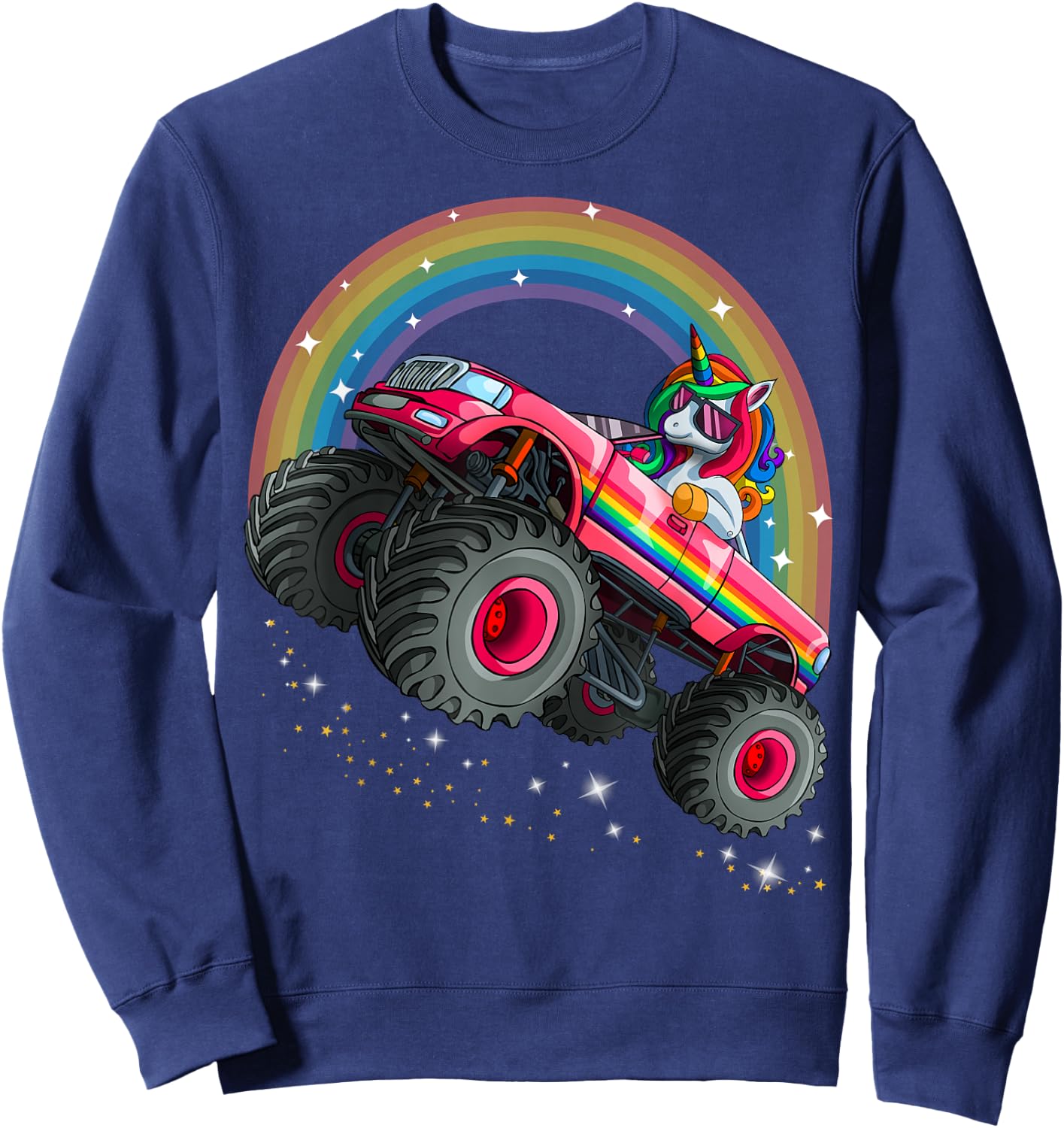 Monster Truck Unicorn Birthday Shirt Magical Party Girl Gift Sweatshirt - Sweatshirt | Navy