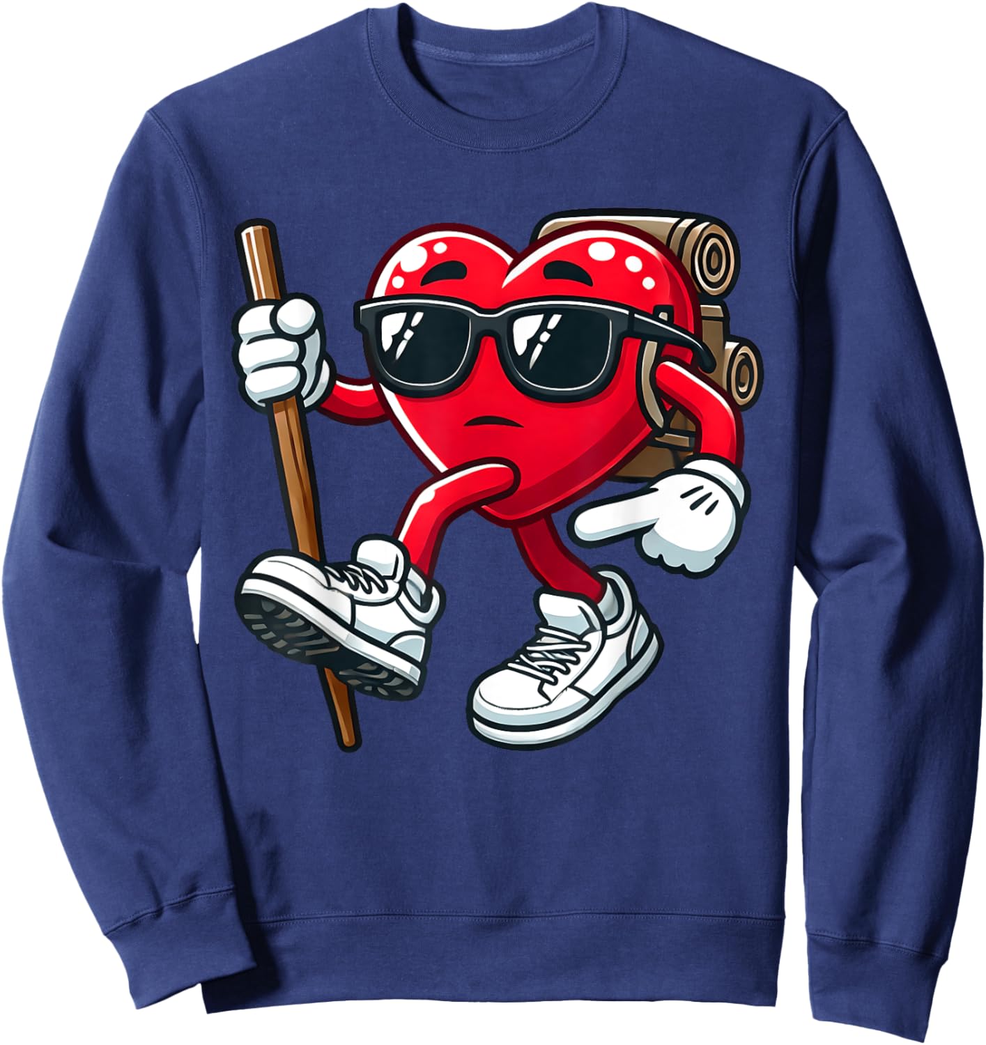Cute Valentine's Day Hiking Heart Toddler Kids February 14th Sweatshirt - Sweatshirt | Navy