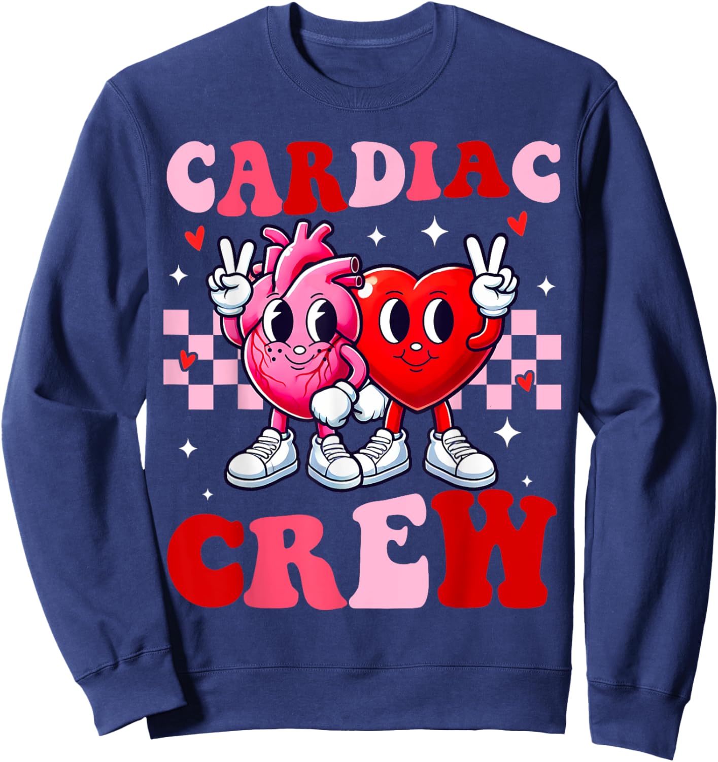 Retro Cardiac Crew Nurse Valentine's Day for Cardiac Nurses Sweatshirt - Sweatshirt | Navy