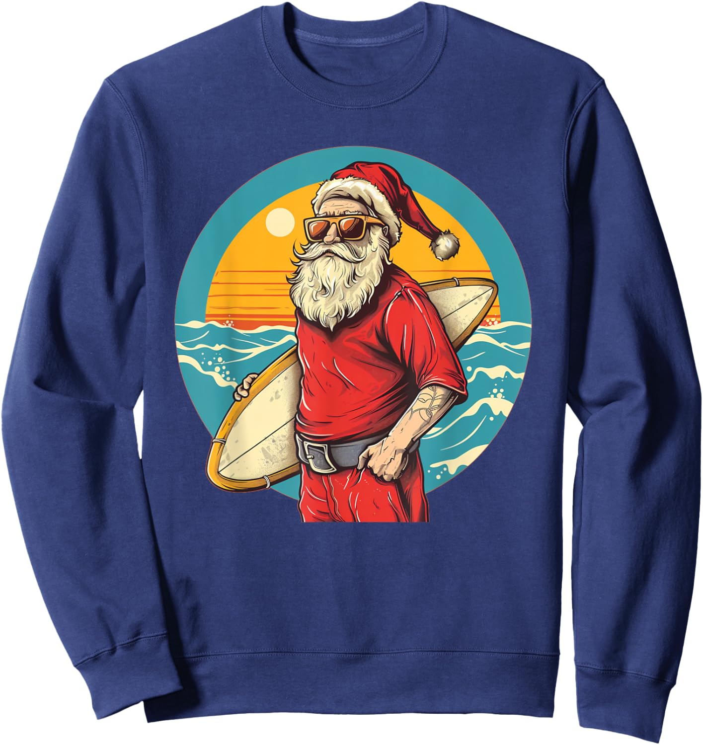 Nice surfing Santa Costume for Surfboards and Beach Lovers Men Women Kids Sweatshirt - Sweatshirt | Navy