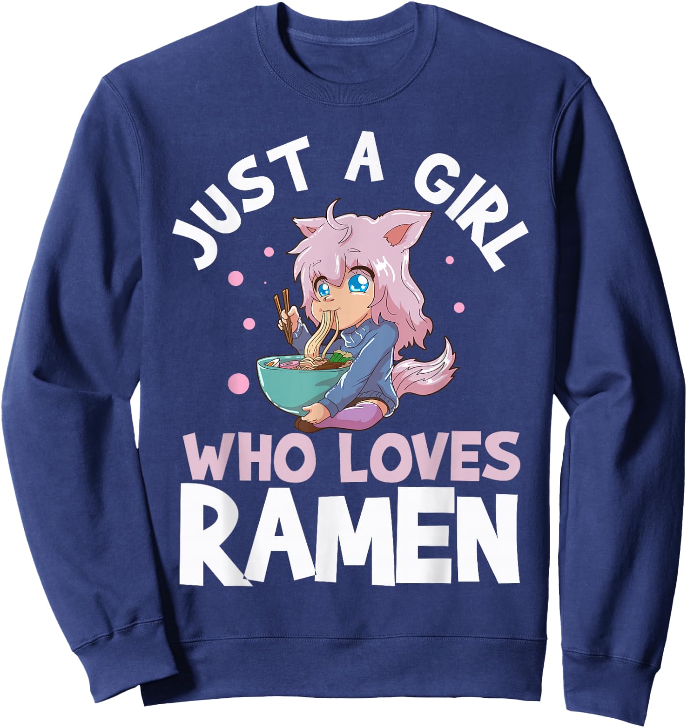 Just A Girl Who Loves Ramen Short Sleeve Sweatshirt - Sweatshirt | Navy