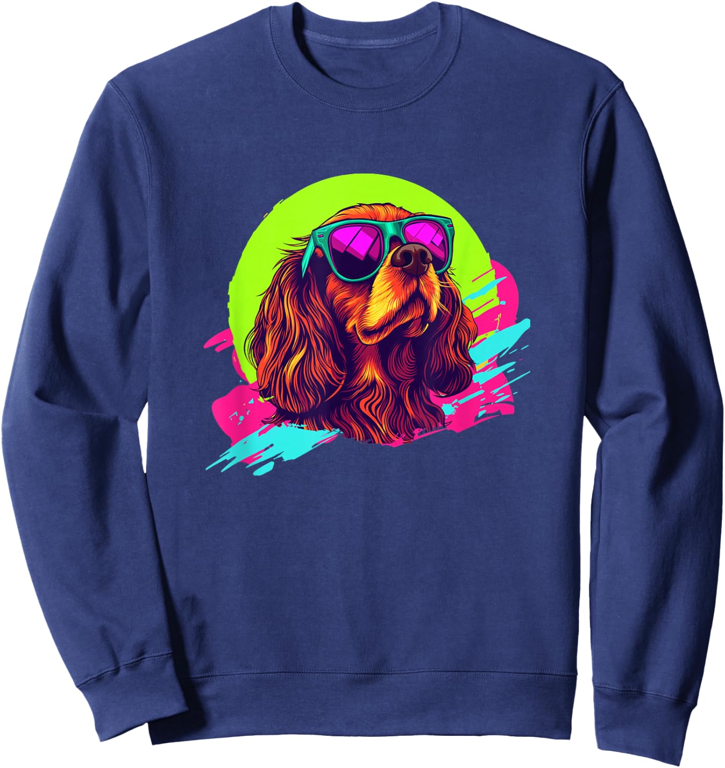 Retro Vintage 80s Ruby Cavalier Charles Spaniel Sweatshirt - Sweatshirt | Navy