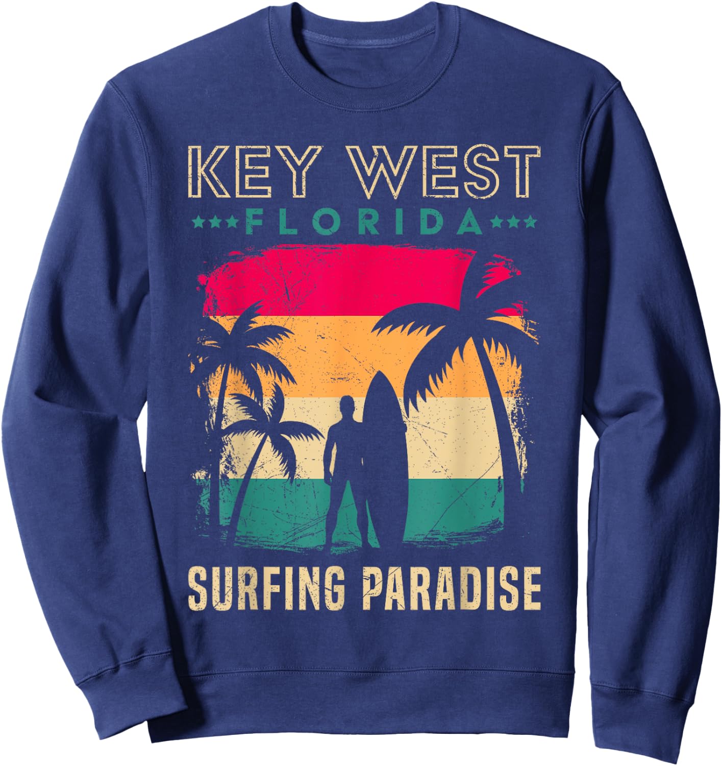 KEY-WEST FLORIDA SURFING PARADISE Vintage West Keys Sweatshirt - Sweatshirt | Navy