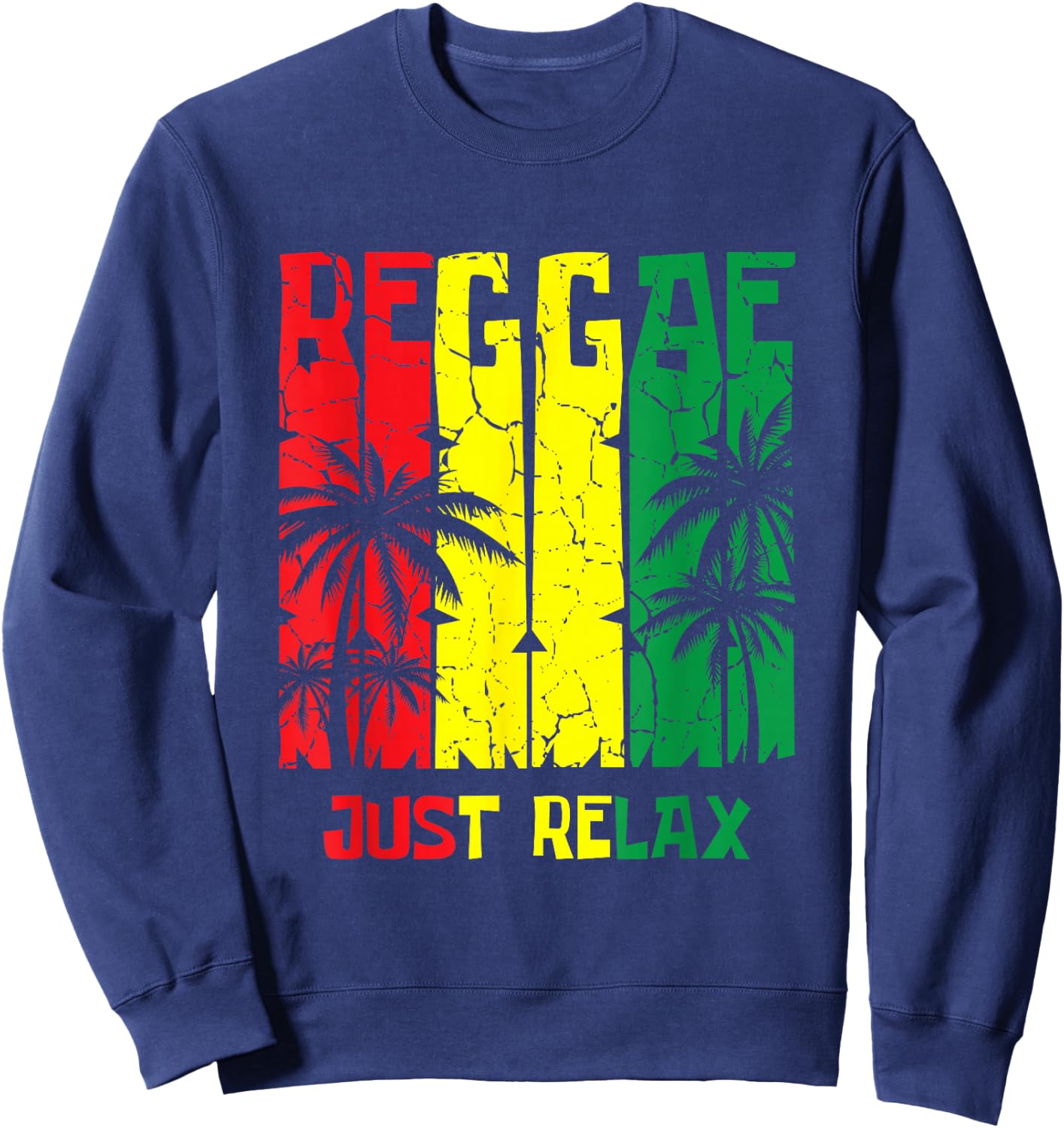 Reggae Jamaica Palm Trees Stoner Weed Smoker Relax Sweatshirt - Sweatshirt | Navy