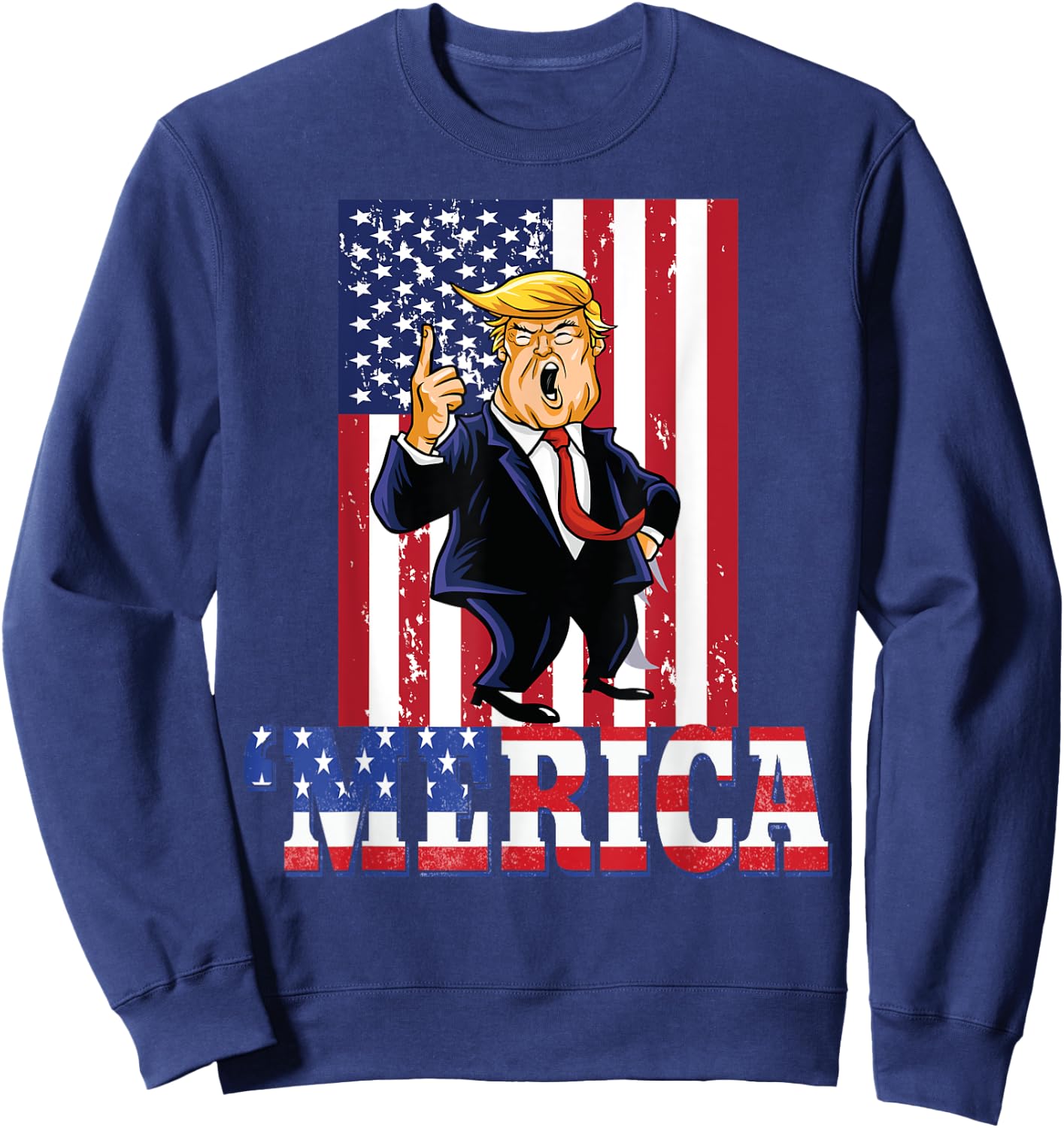 Trump 4th of July Merica Men Women Patriotic Sweatshirt - Sweatshirt | Navy