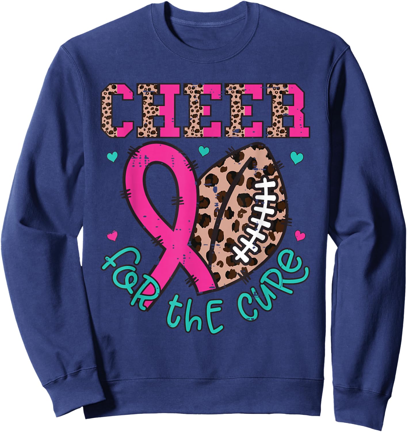 Cheer For The Cure American Football Breast Cancer Awareness Sweatshirt - Sweatshirt | Navy