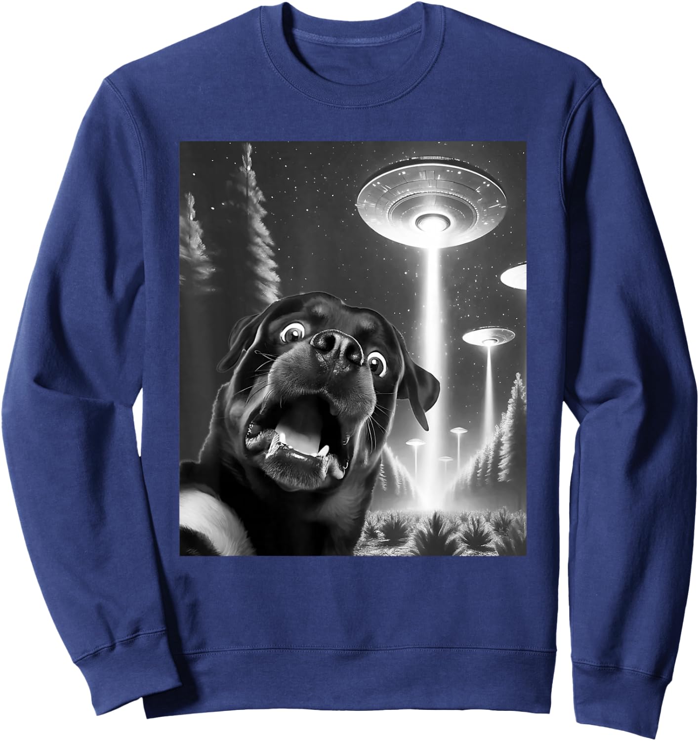 Funny Rottweiler Alien UFO Taking a Selfie Dog Mom Dad Men Women Kids Sweatshirt - Sweatshirt | Navy