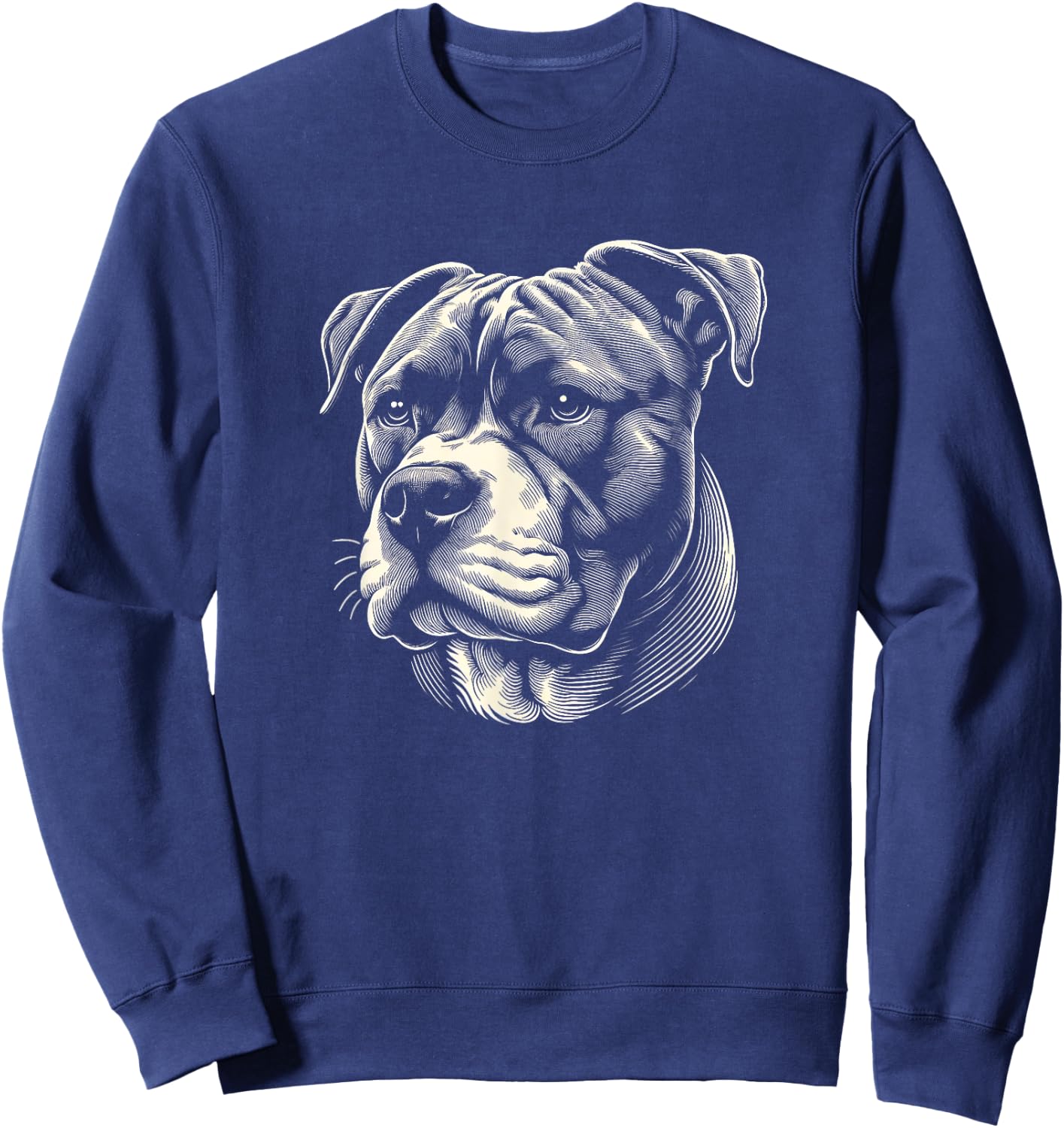 Pitbull Dog Face Art Design And Men Sweatshirt - Sweatshirt | Navy