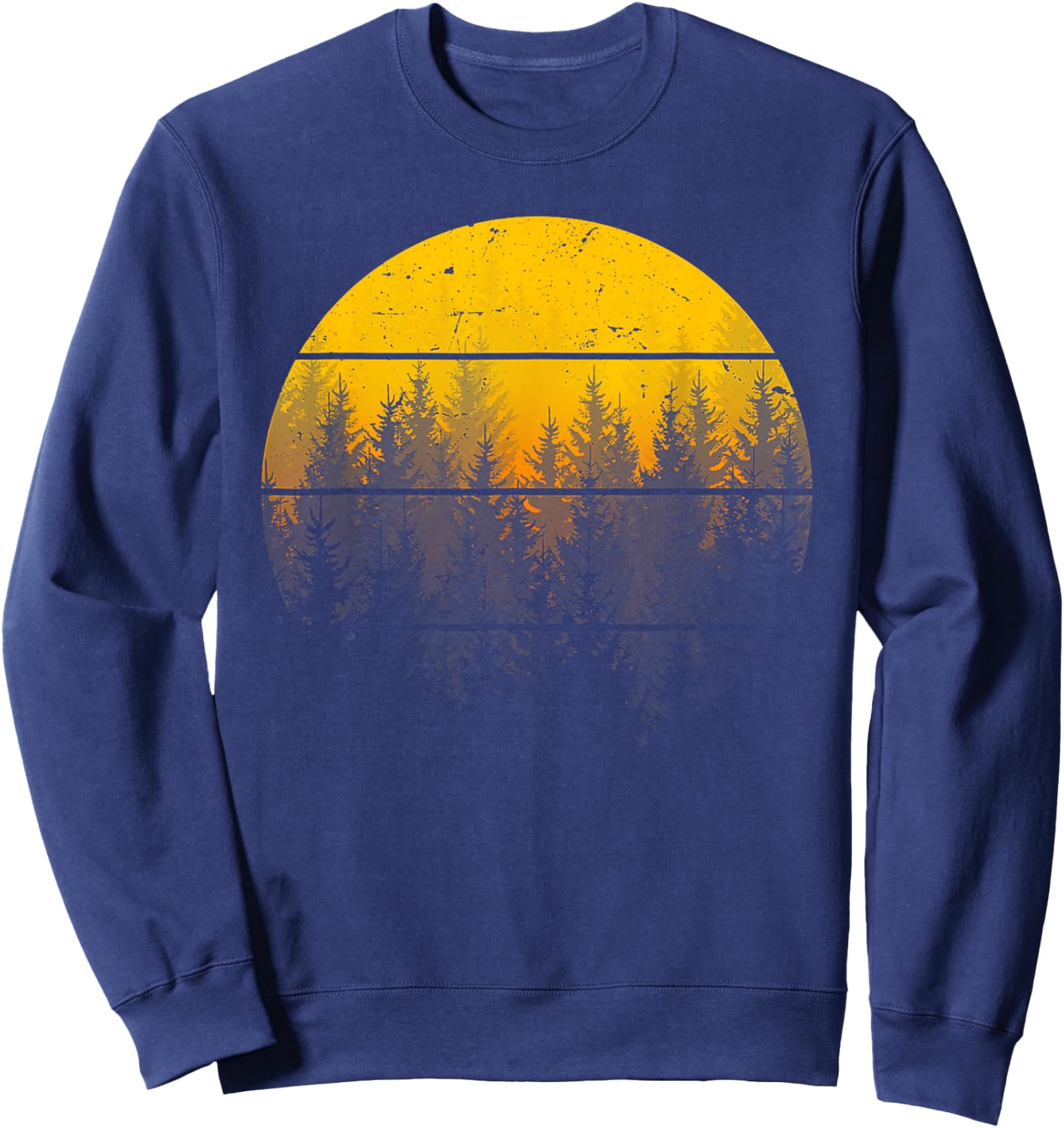Retro Forest Trees Outdoors Nature Women Men Vintage Graphic Sweatshirt - Sweatshirt | Navy
