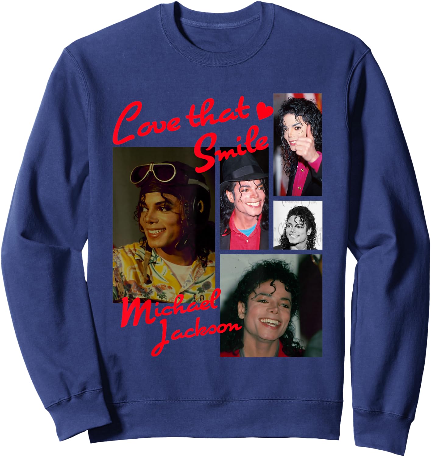 The King of Pop - Adults - Black - Small - Short Sleeve - Cotton Blend - Michael Jackson Fans Sweatshirt - Sweatshirt | Navy