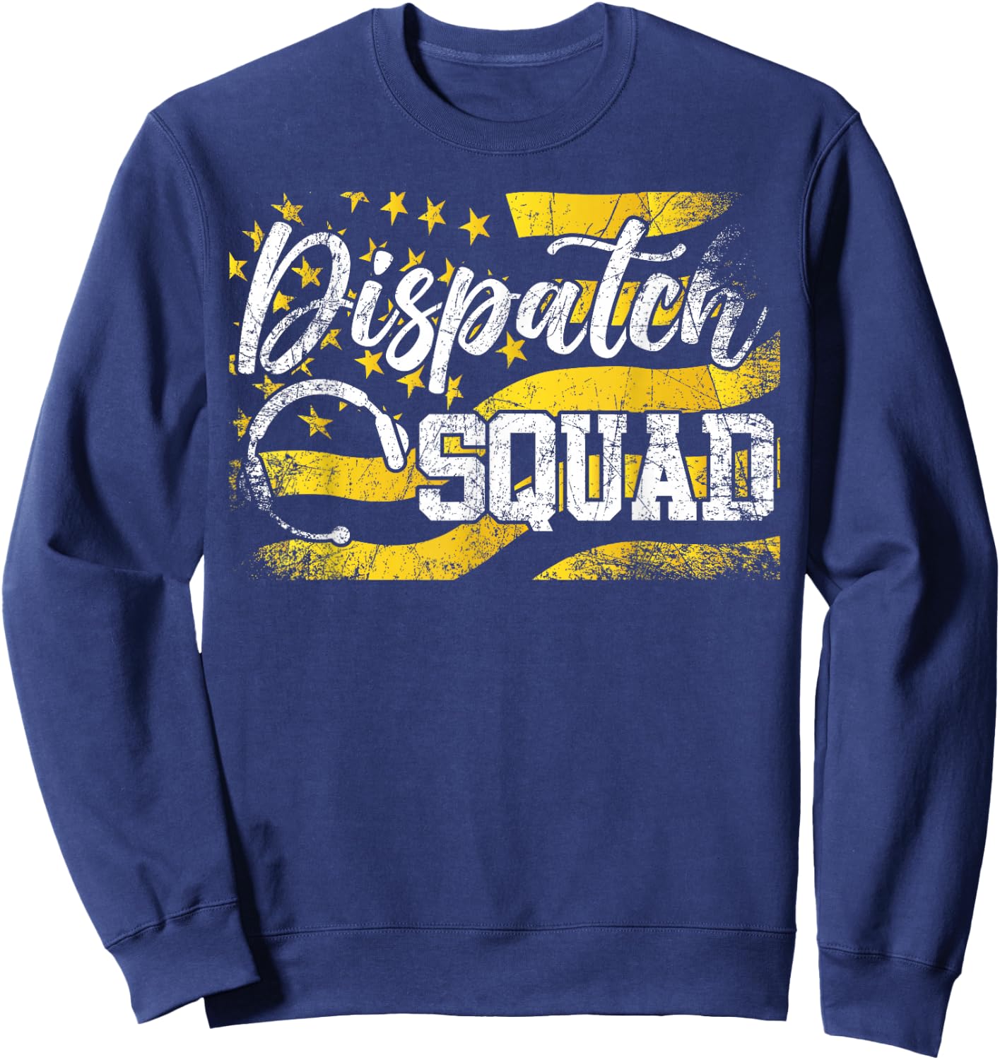 911 Dispatcher Thin Gold Yellow Line American Flag Dispatch Sweatshirt - Sweatshirt | Navy