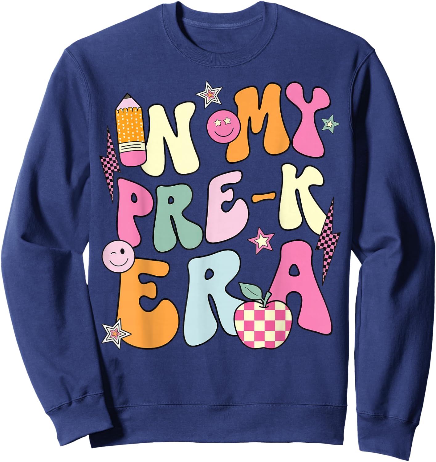 In My Pre K Era Retro Teacher Back To School Sweatshirt - Sweatshirt | Navy
