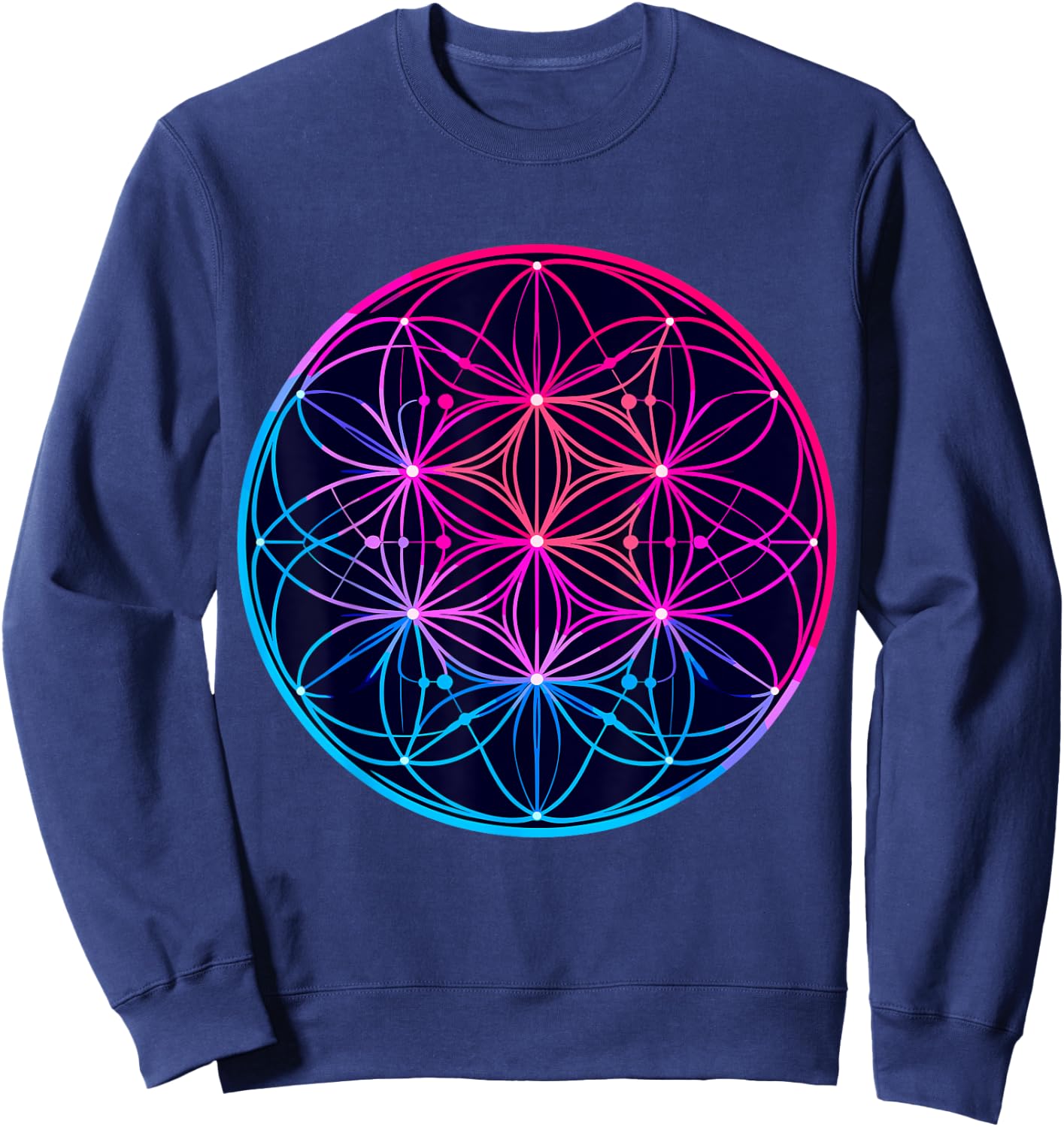 Sacred Geometry Flower of Life Sweatshirt - Sweatshirt | Navy
