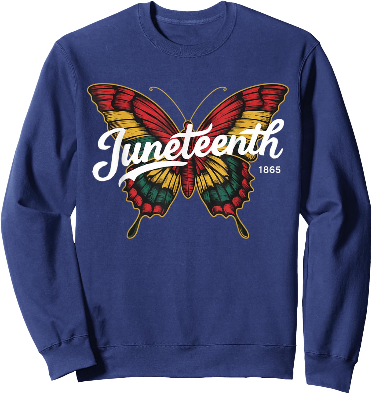 Juneteenth 1865 Butterfly Women Black Girl Sweatshirt - Sweatshirt | Navy