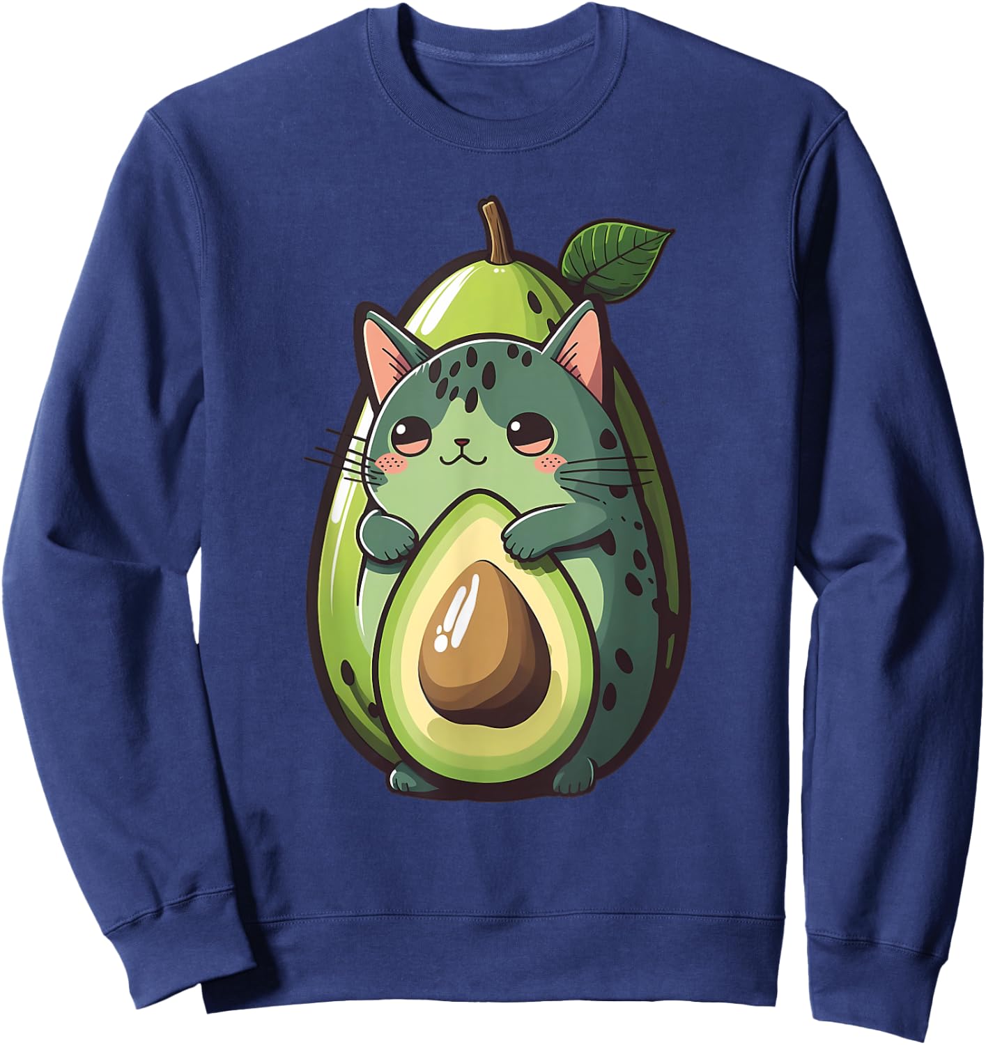 Anime Avocato Funny Cat Avocado Lover Avogato Vegans Kawaii Sweatshirt - Sweatshirt | Navy