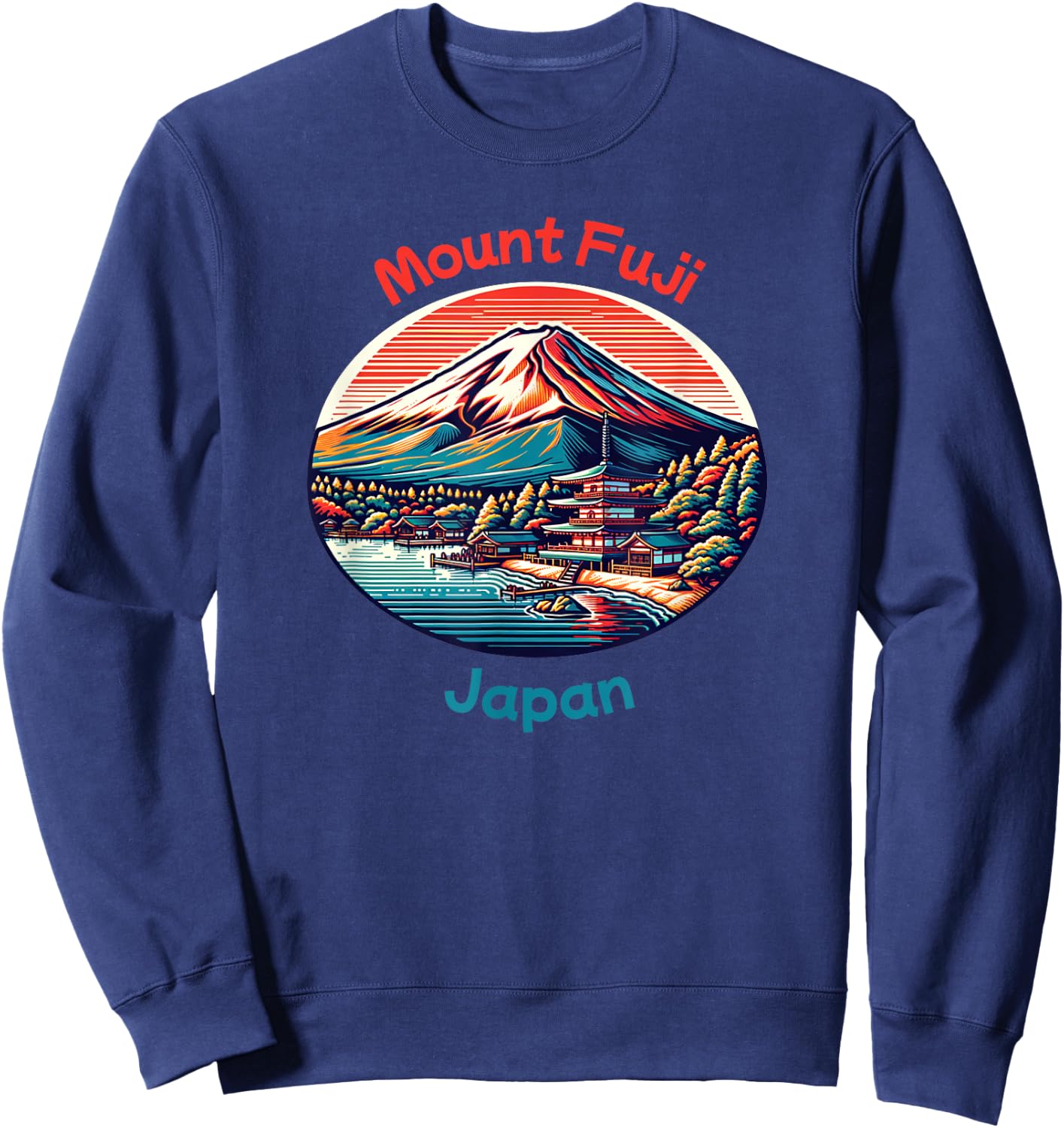 Mt Fuji Mountain Vintage Japanese Sweatshirt - Sweatshirt | Navy