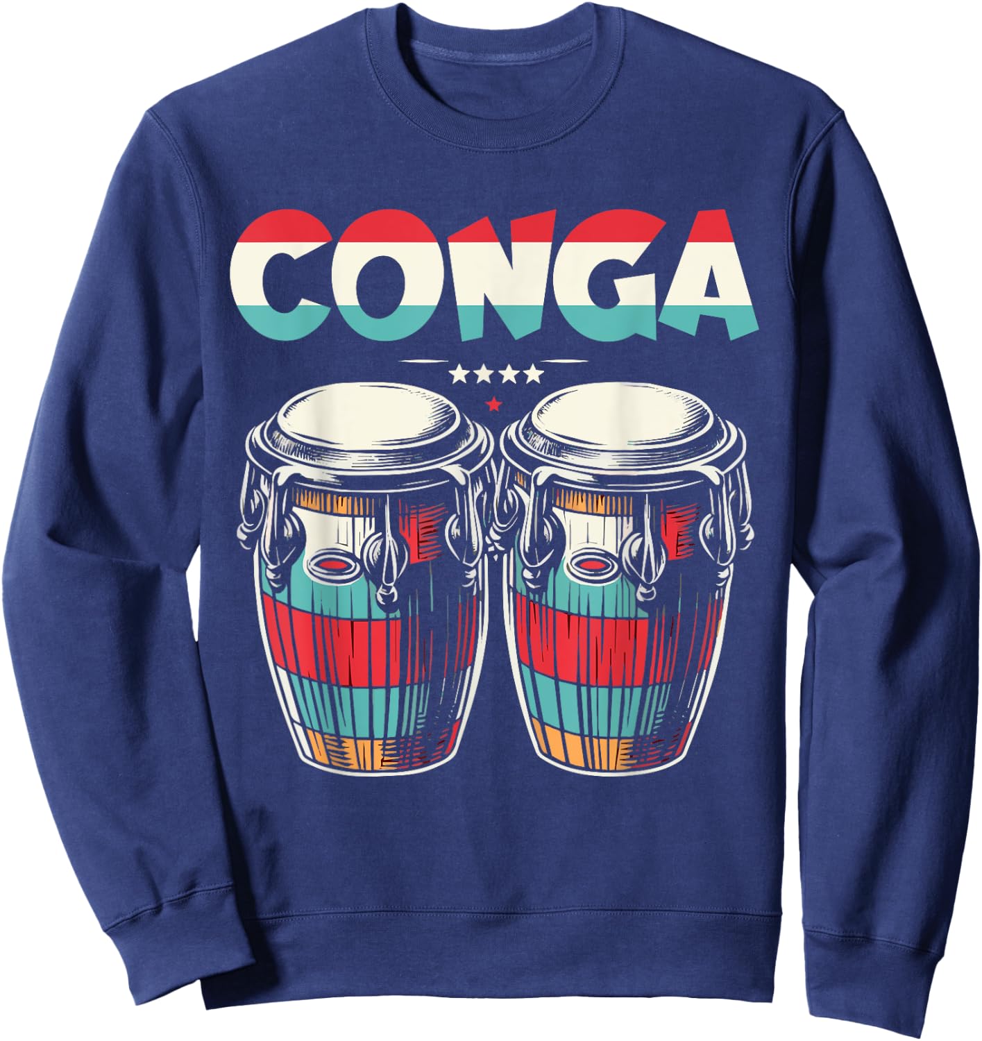 Conga Retro Style Colorful Conga Drums Sweatshirt - Sweatshirt | Navy