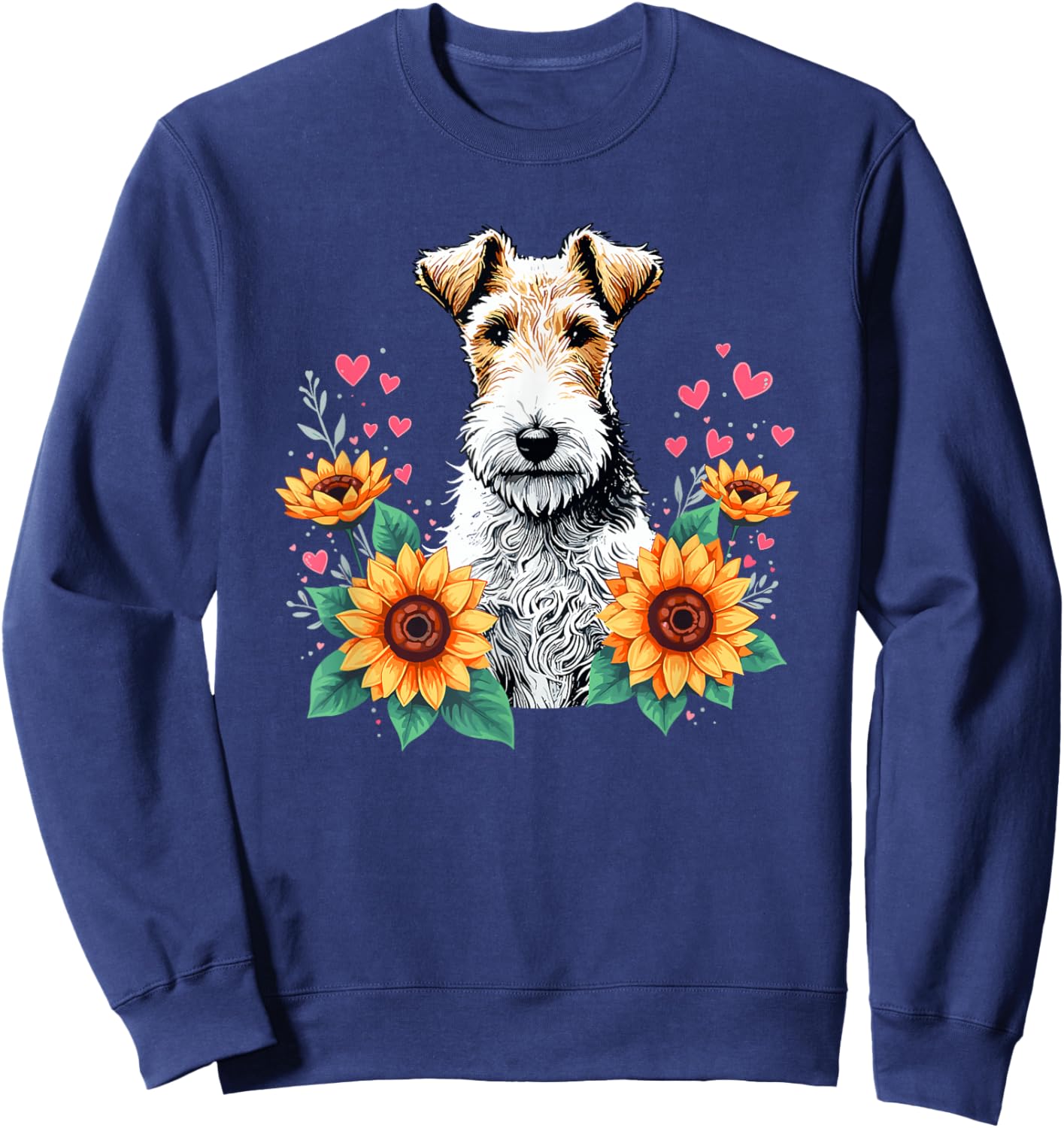 Sunflowers Wire Fox Terrier Sweatshirt - Sweatshirt | Navy