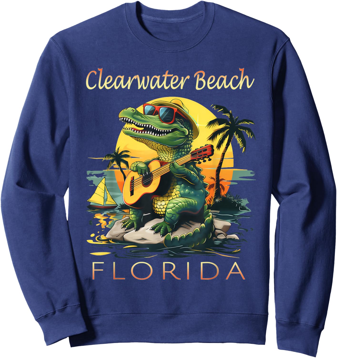 Clearwater Beach Florida Vacation Cute Alligator Souvenir Sweatshirt - Sweatshirt | Navy