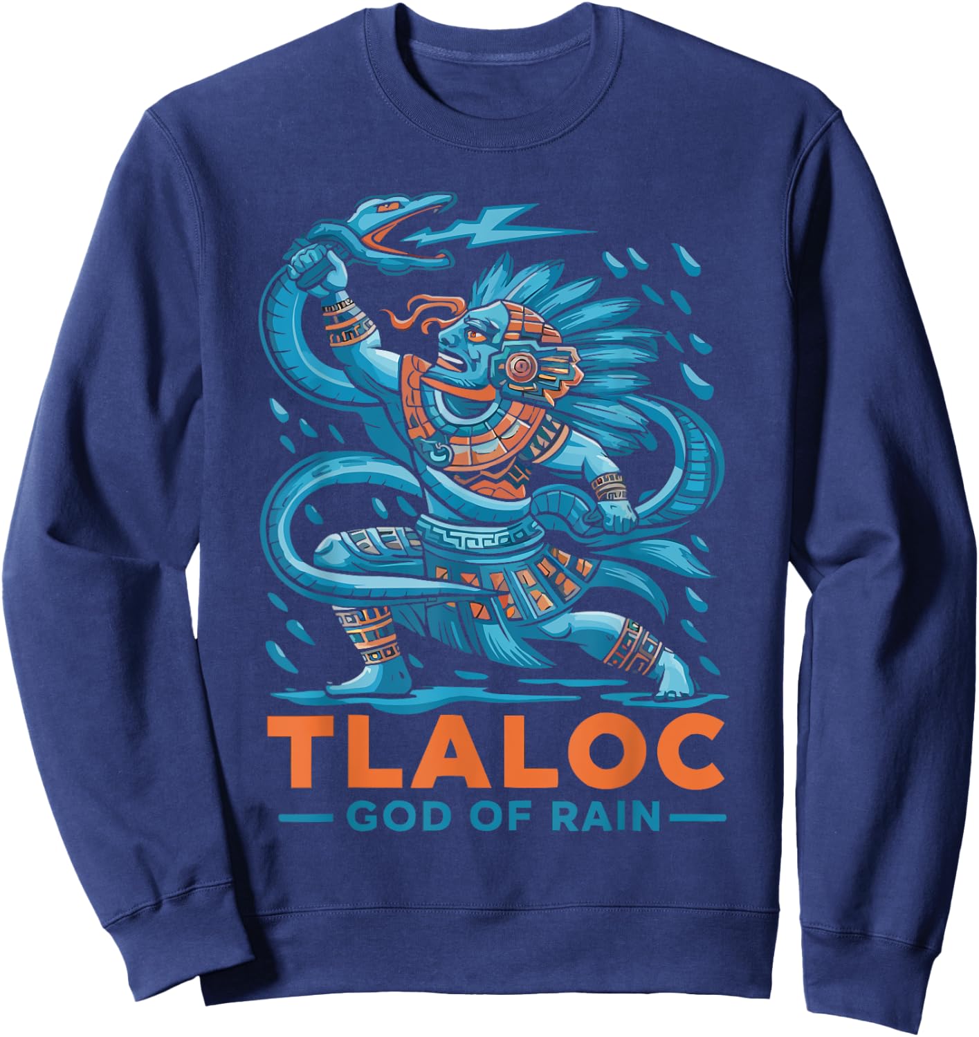 Aztec God Aztec Culture Mayan Indigenous Tlaloc Statue Sweatshirt - Sweatshirt | Navy