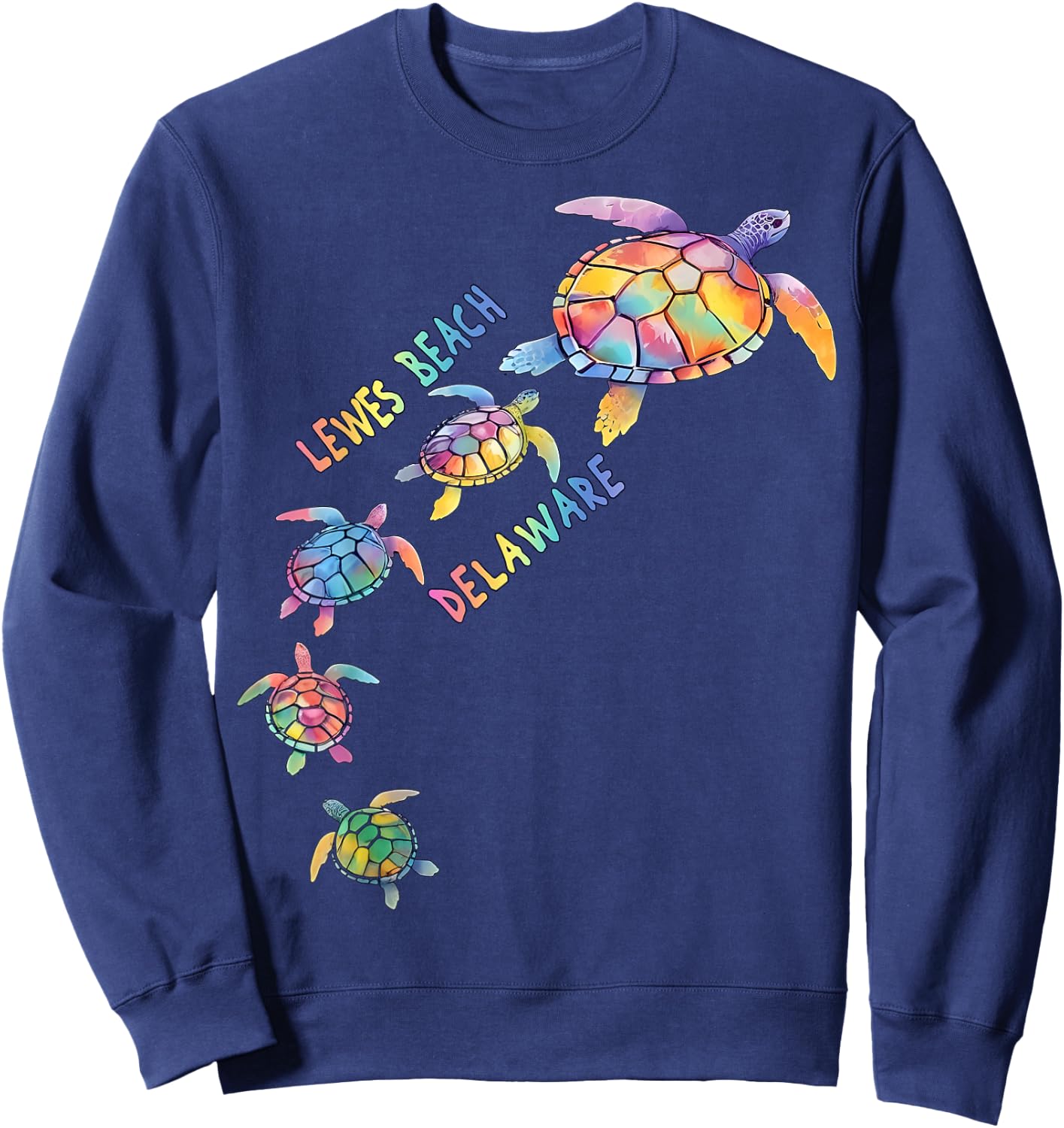 Lewes Beach Delaware Sea Turtle Lover Beach Sweatshirt - Sweatshirt | Navy
