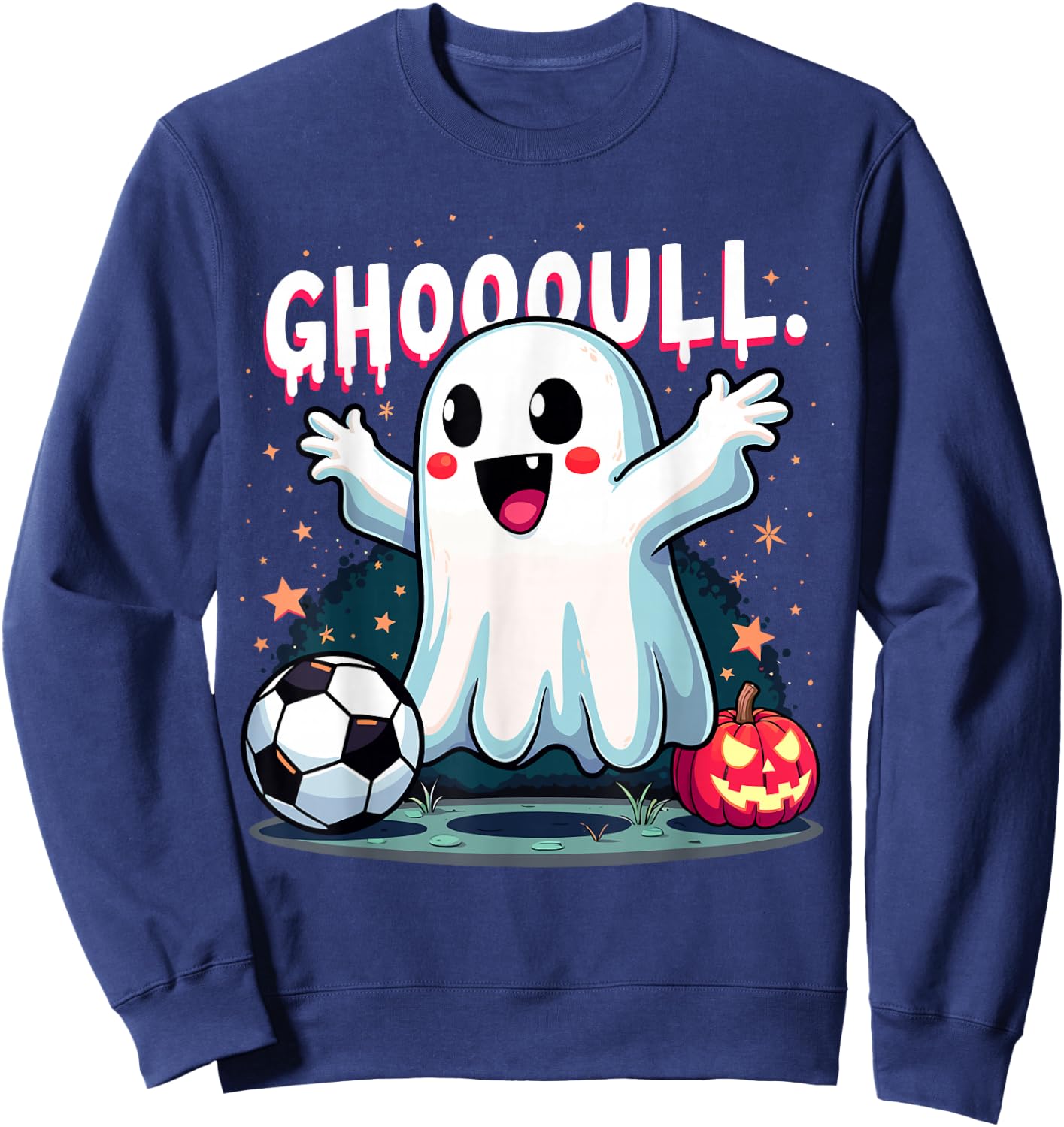 Ghoooal Soccer Ghost Halloween Funny Soccer Halloween Sweatshirt - Sweatshirt | Navy