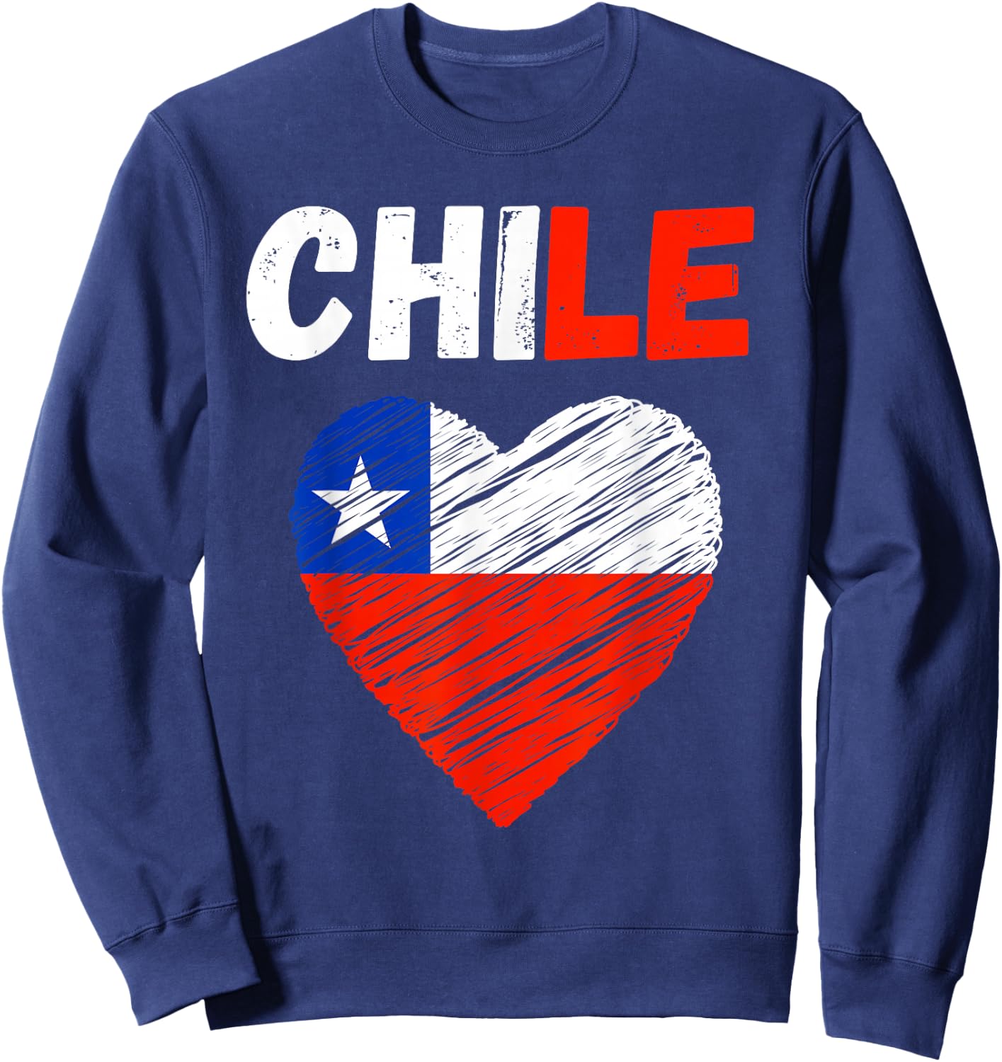 Chile Flag Holiday Chile Heart Chilean Flag Sweatshirt - Sweatshirt | Navy