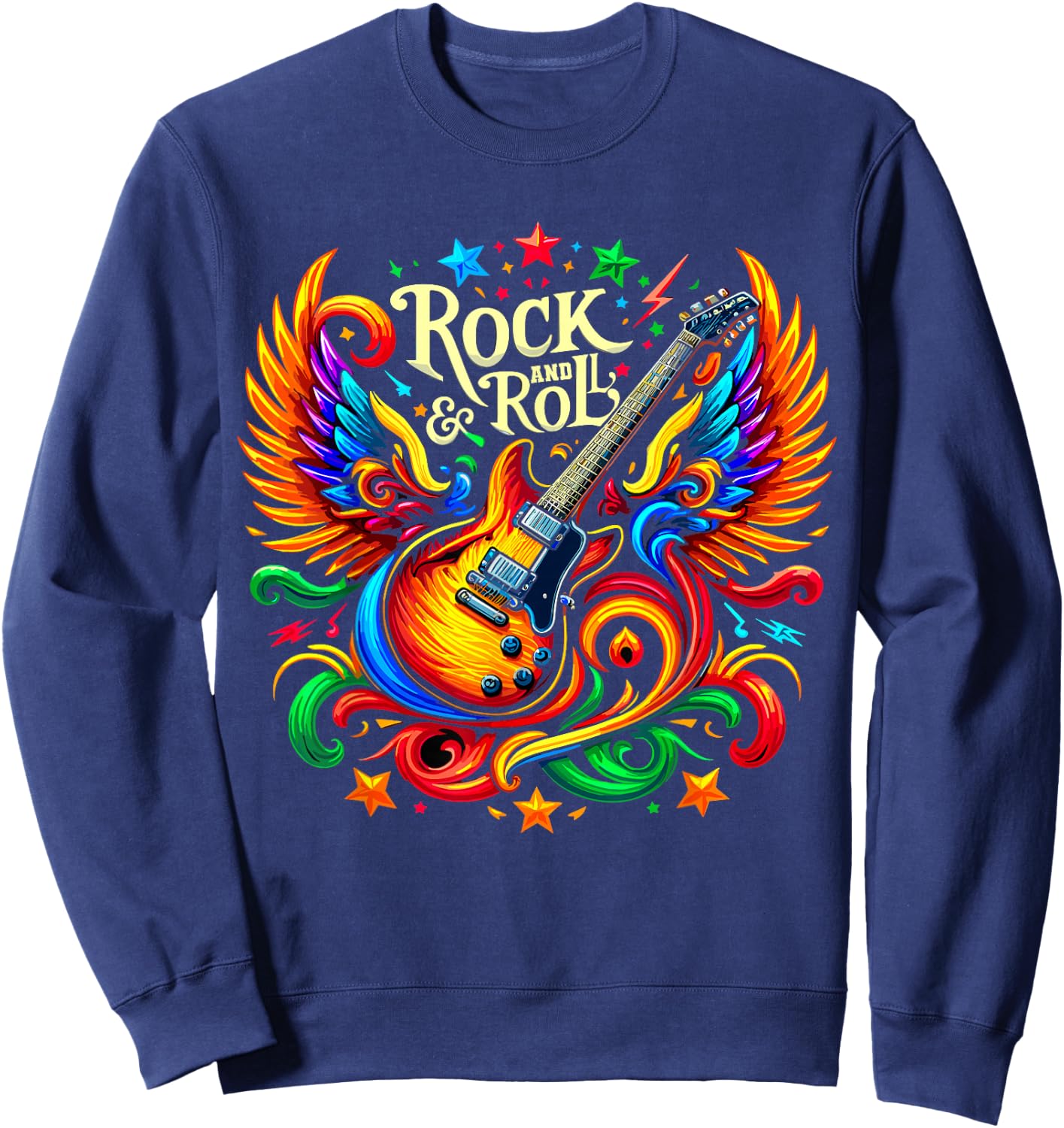 Rock and Roll Electric Guitar Band Guitarist , Small, Black Sweatshirt - Sweatshirt | Navy