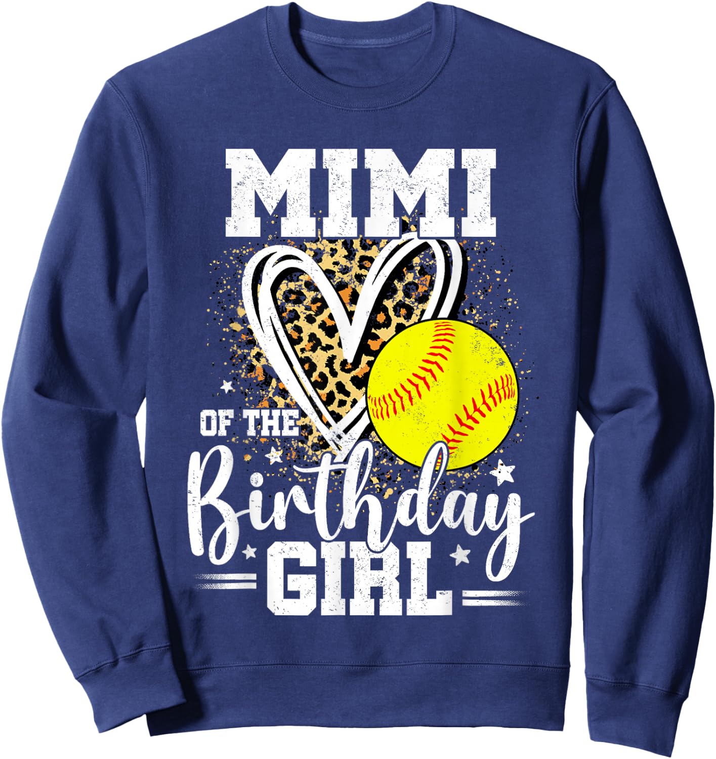 Mimi of The Birthday Girl Softball Grandma Leopard Heart Sweatshirt - Sweatshirt | Navy