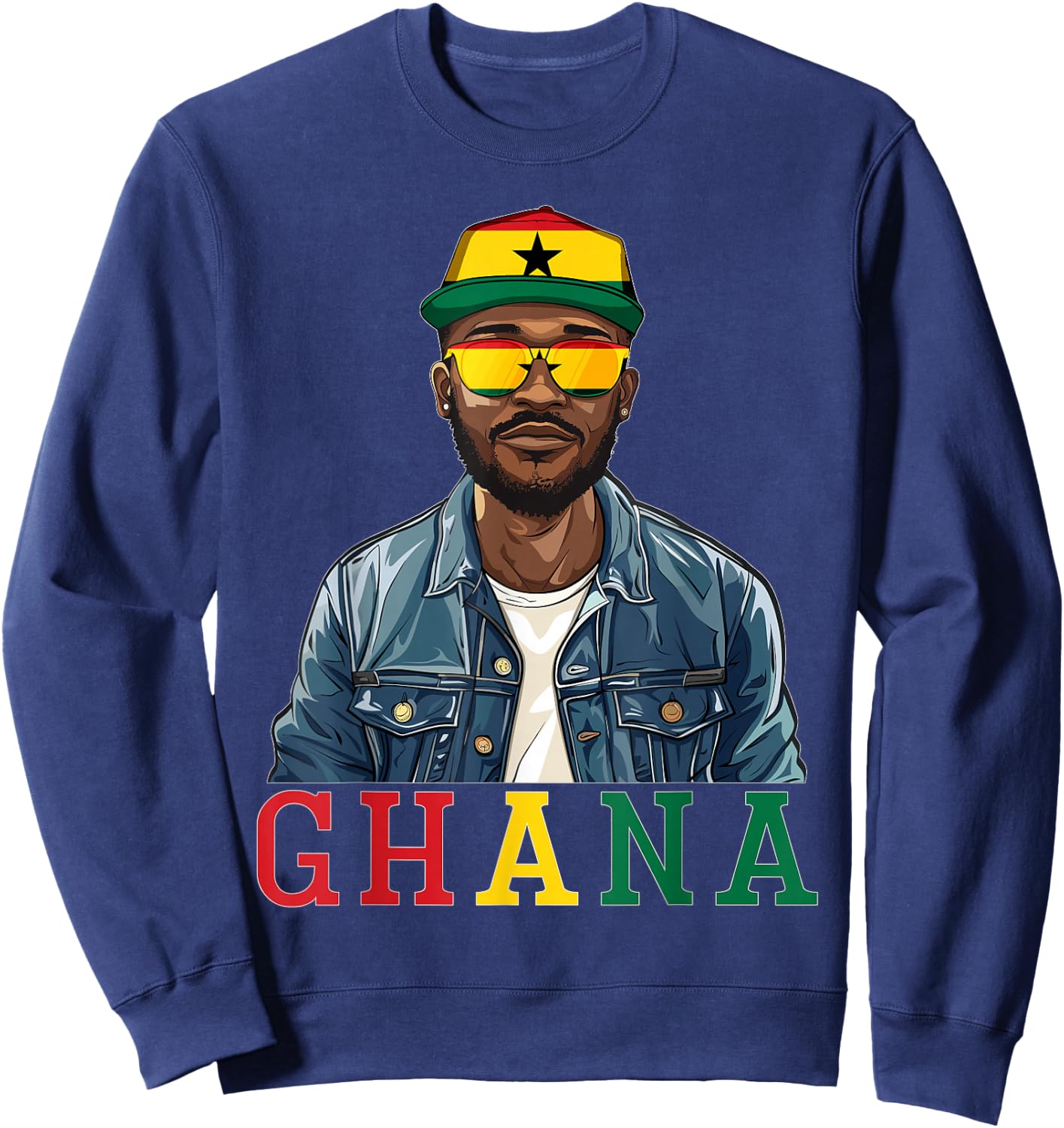 Ghana Flag Outfit for Man Souvenirs Coountry Ghanaian Sweatshirt - Sweatshirt | Navy